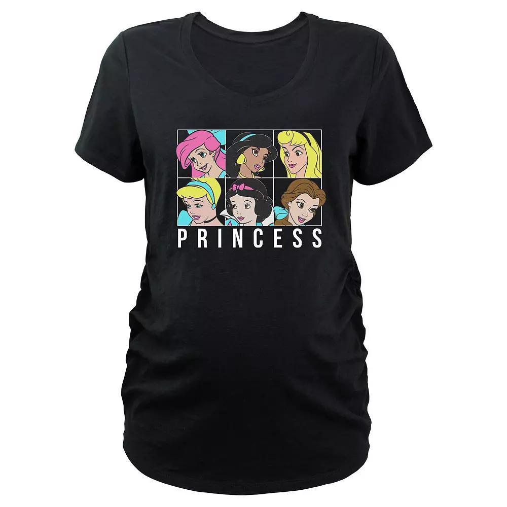 Maternity Disney Princess Head Portraits V-Neck Graphic Tee, Women's, Size: XXL-MAT, Black Product Image