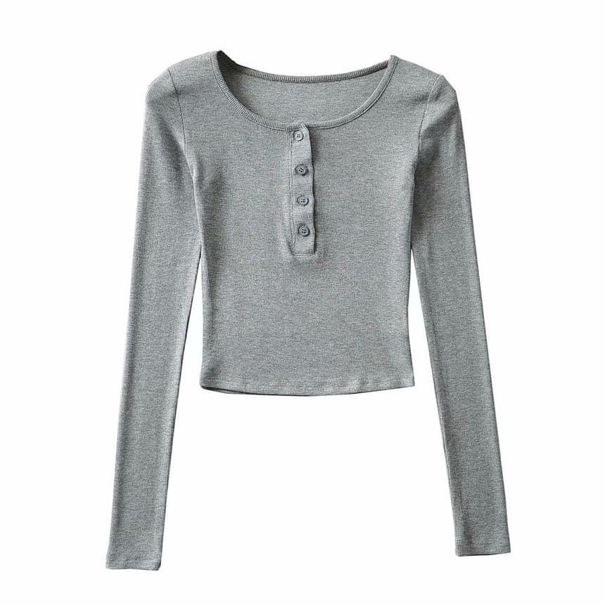 Long-Sleeve Henley T-Shirt Product Image