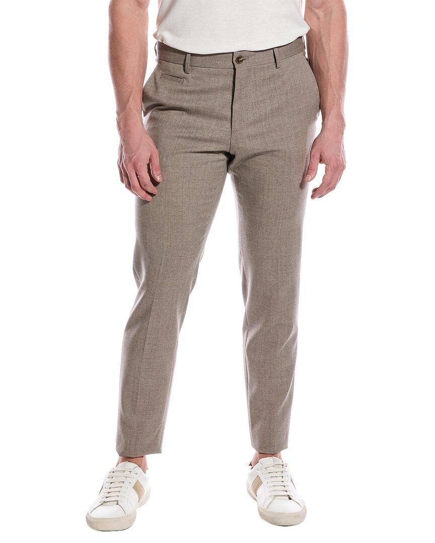 Slim Fit Wool-blend Pant In Beige Product Image