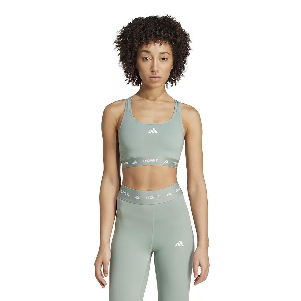 adidas Techfit Training Sports Bra, Women's, Size: 3XL, Silver Green Product Image