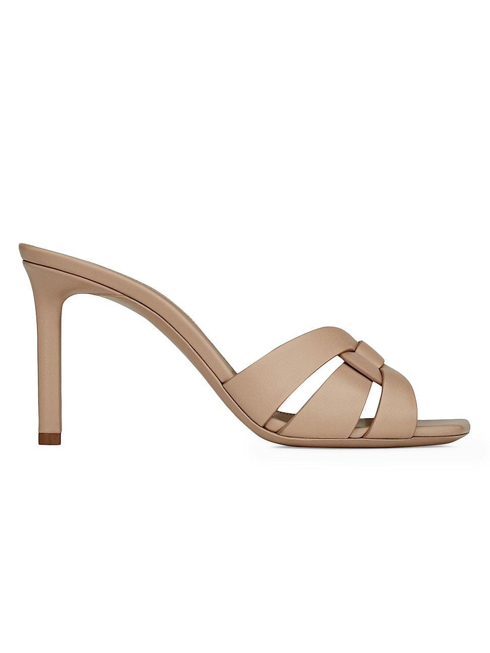 Saint Laurent Womens Tribute Mules in Smooth Leather Product Image