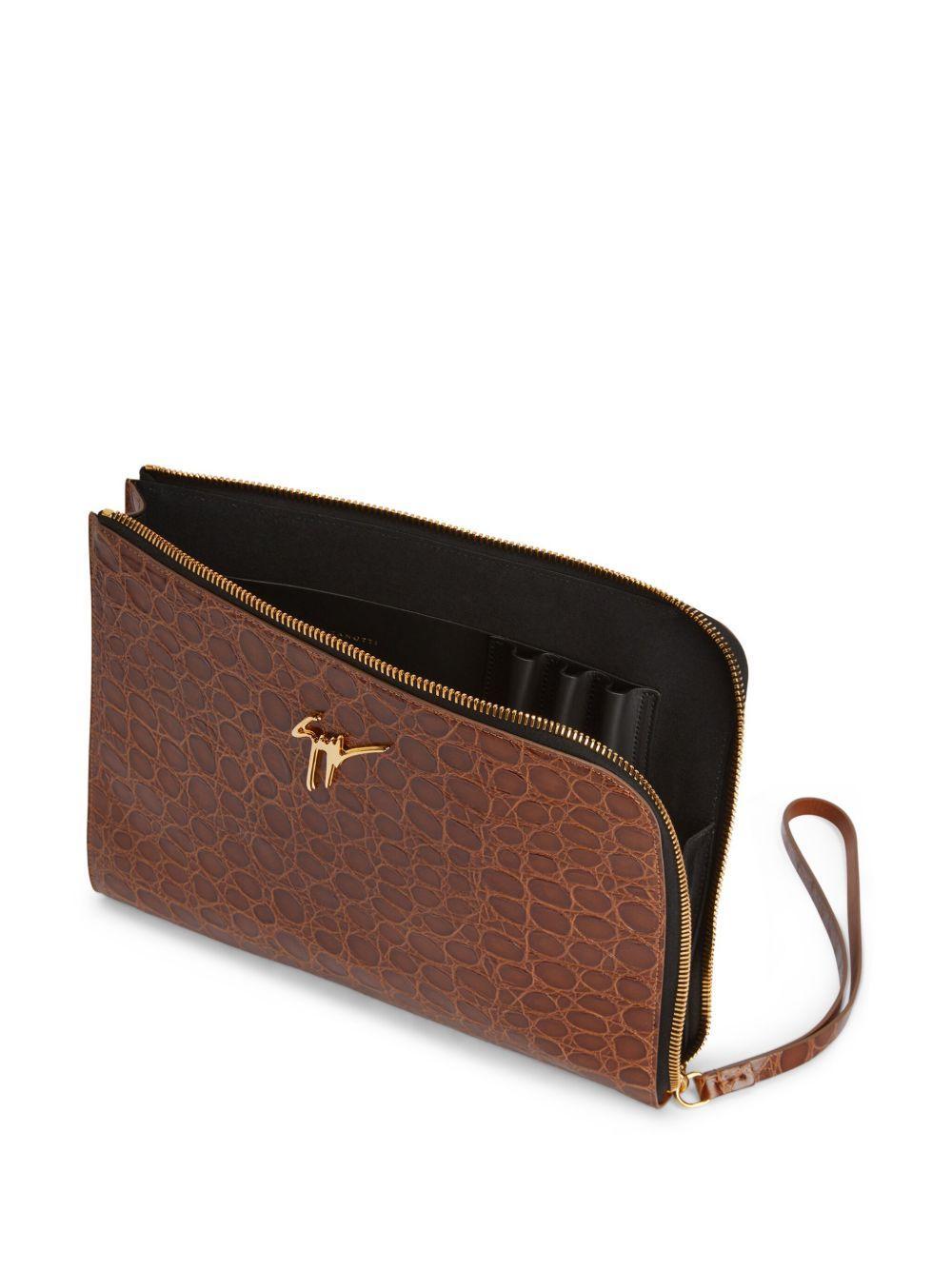 Fabian crocodile-embossed leather pouch Product Image