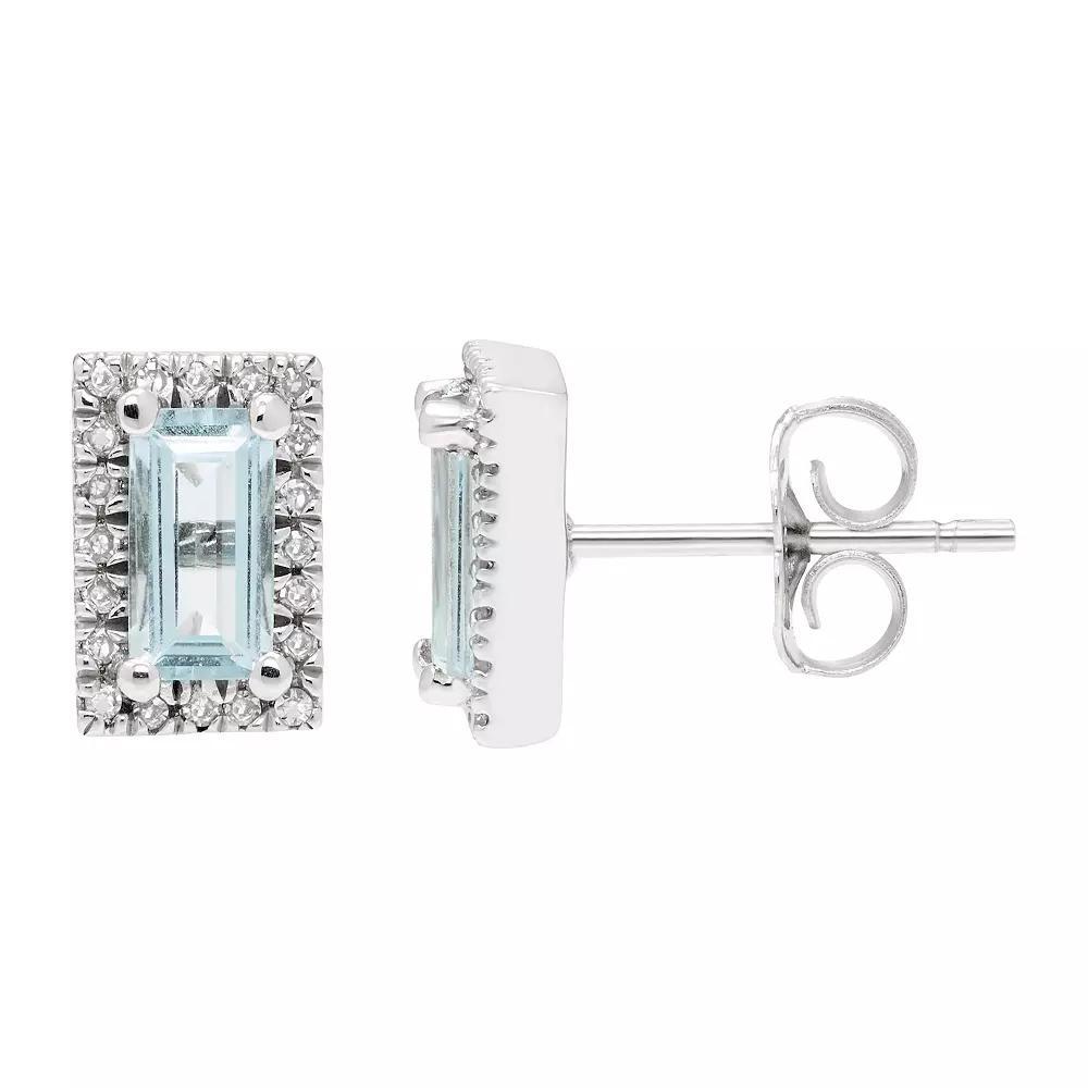 The Regal Collection 14k White Gold Aquamarine & Diamond Accent Earrings, Womens Product Image