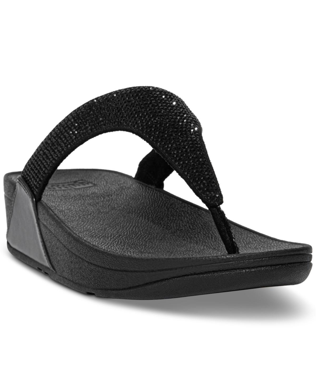 FitFlop Womens Lulu Embellished Wedge Thong Sandals Product Image