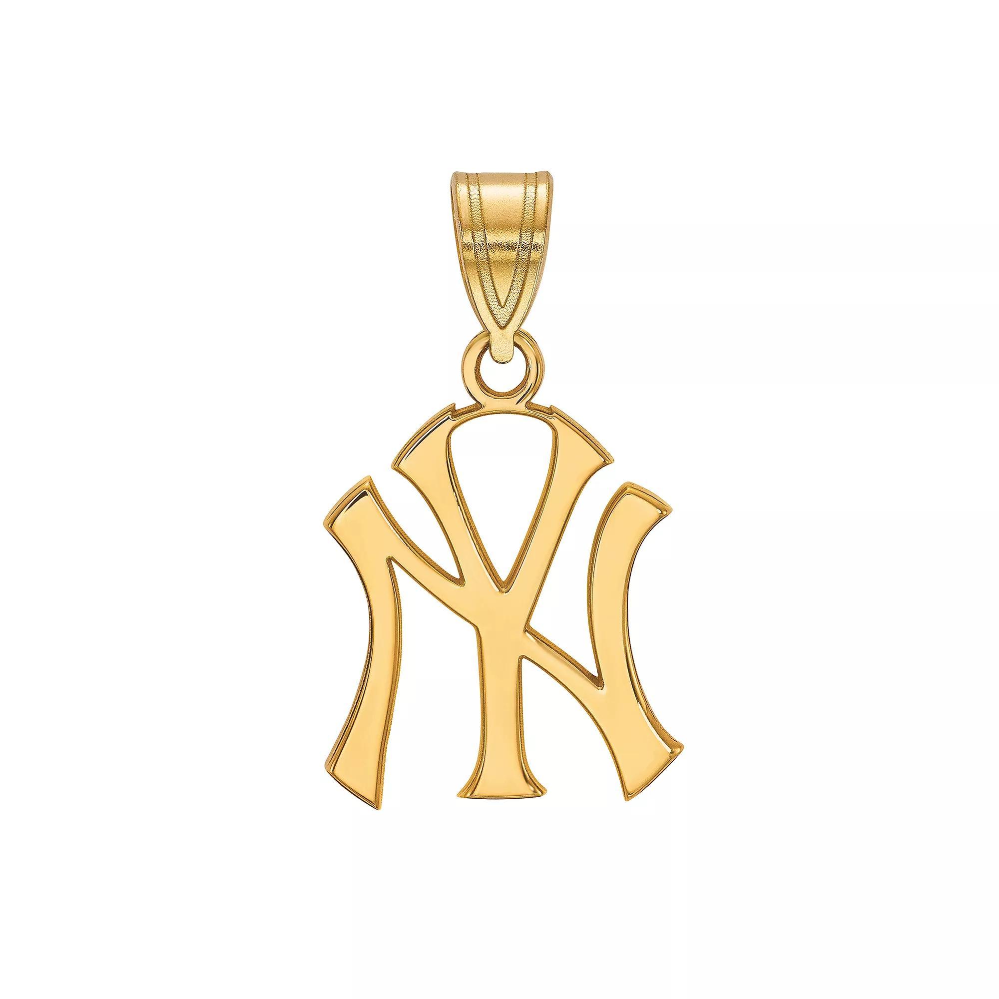 LogoArt Sterling Silver New York Yankees Pendant, Women's, Size: 22 mm, 14k Gold Plated Product Image