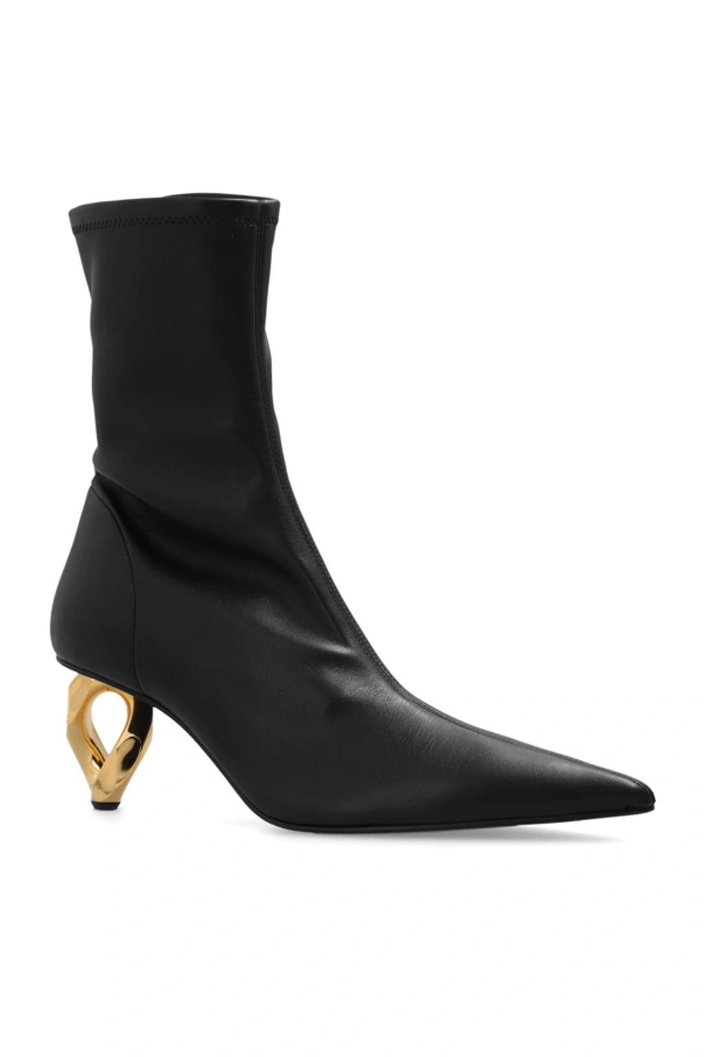 JW ANDERSON Chain Leather Heeled Ankle Boots In Black Product Image