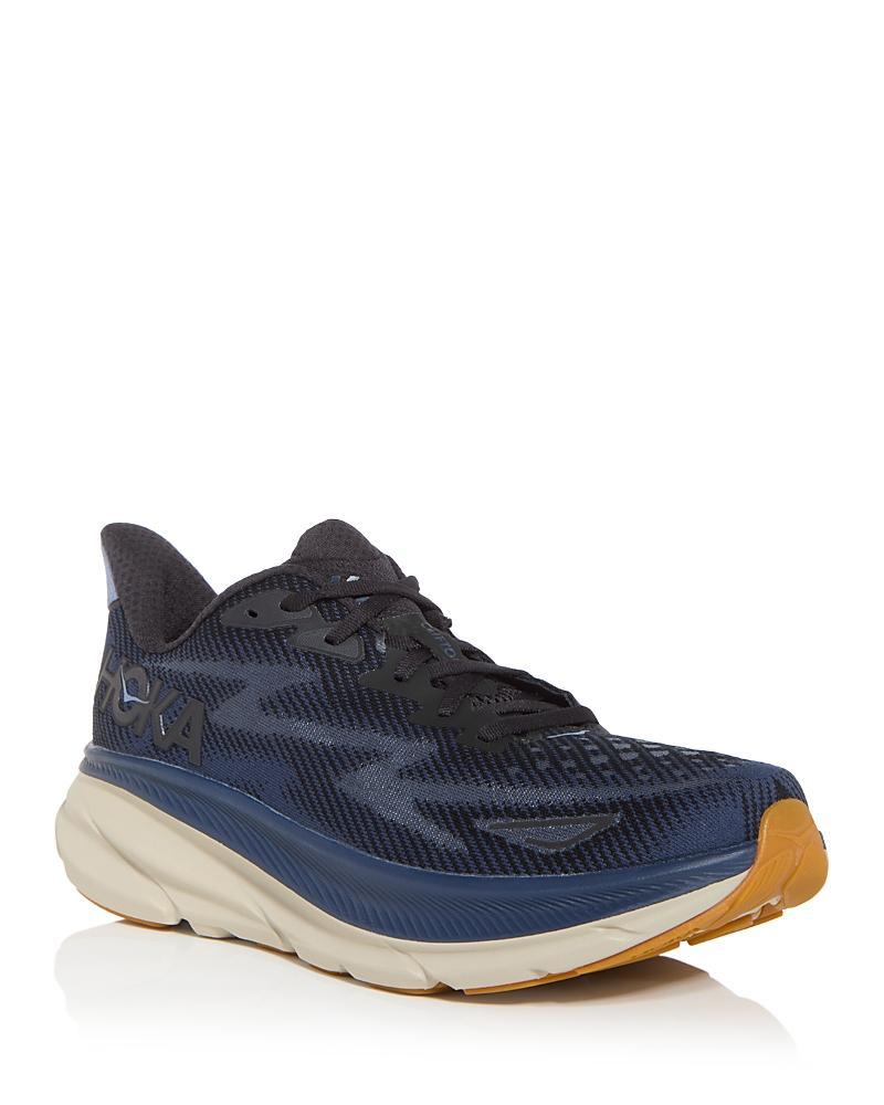 Hoka Mens Clifton 9 Running Sneakers in Navy Blue Product Image