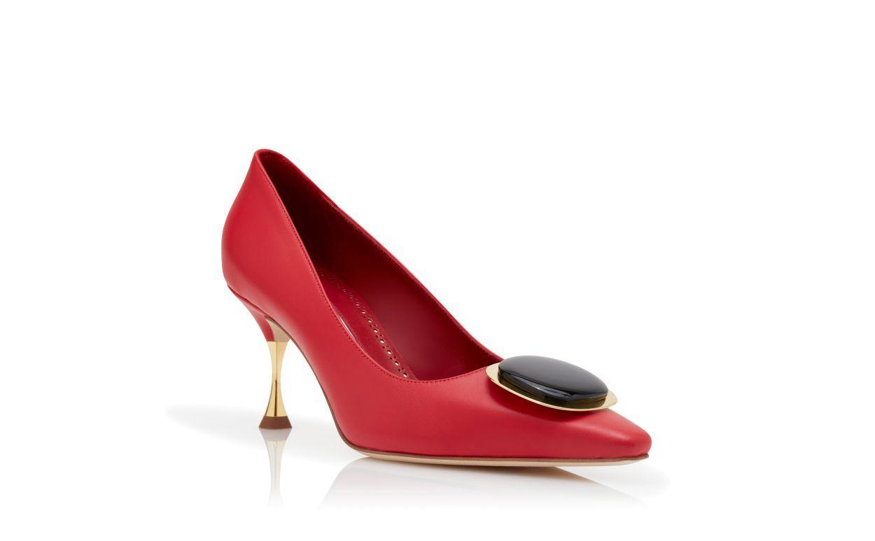 CHIARAN Red Nappa Leather Pointed Toe Pumps Product Image
