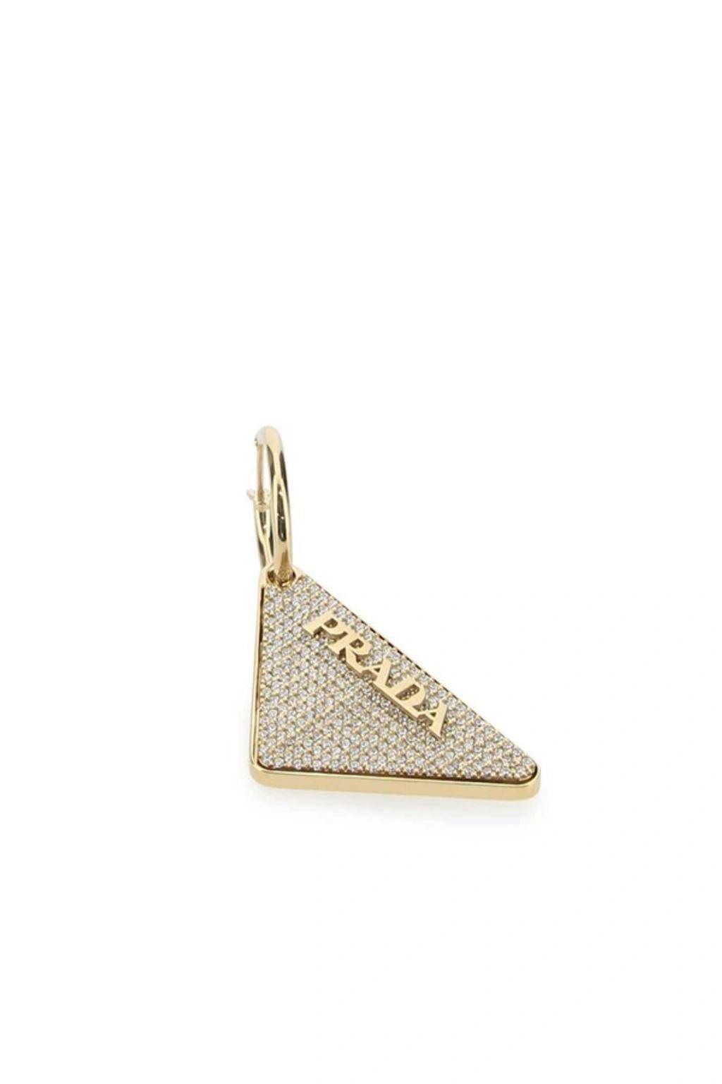 PRADA Crystal Logo Jewels Right Earring In Silver Product Image