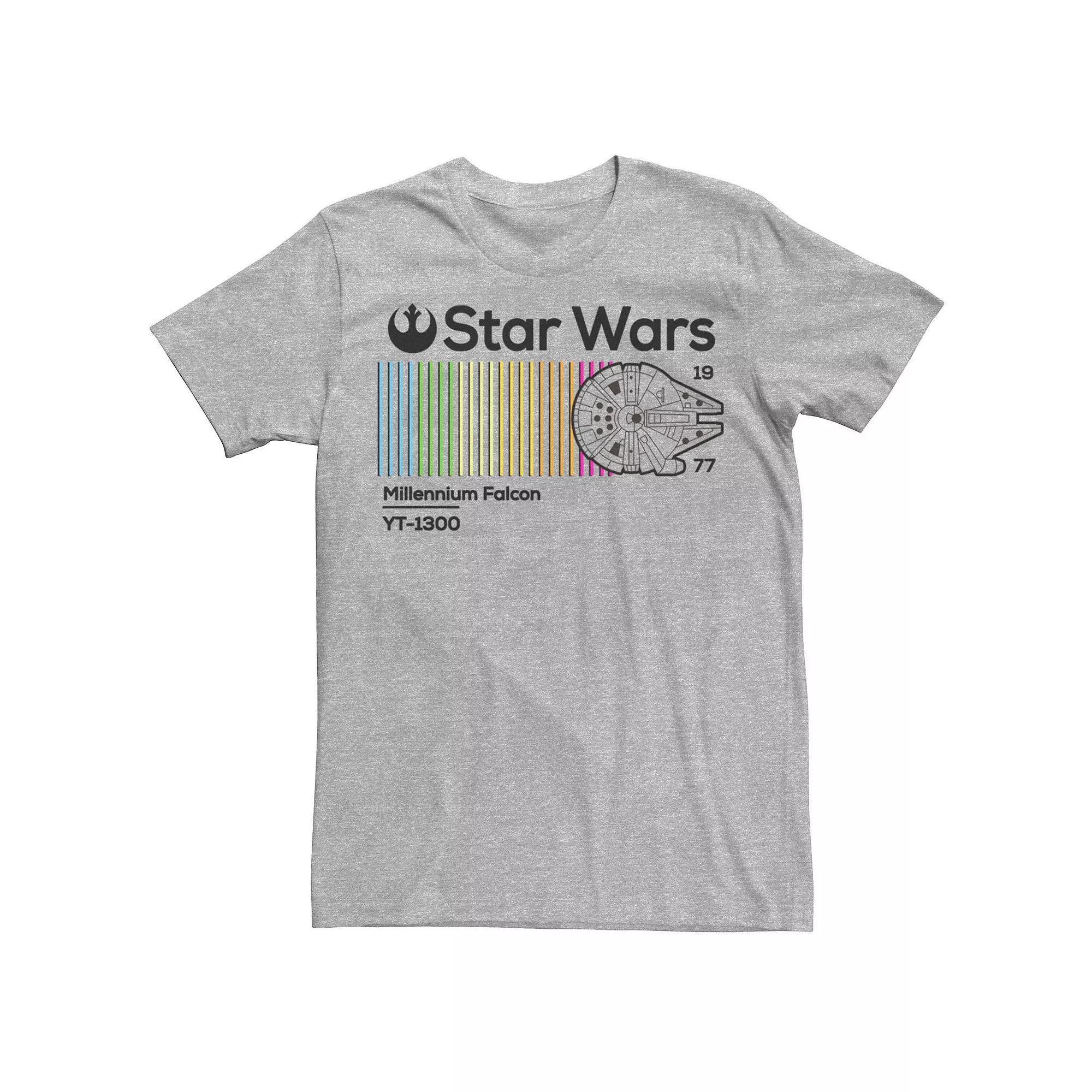 Men's Star Wars Millennium Falcon Rainbow Streaks Tee, Size: XL, Athletic Grey Product Image