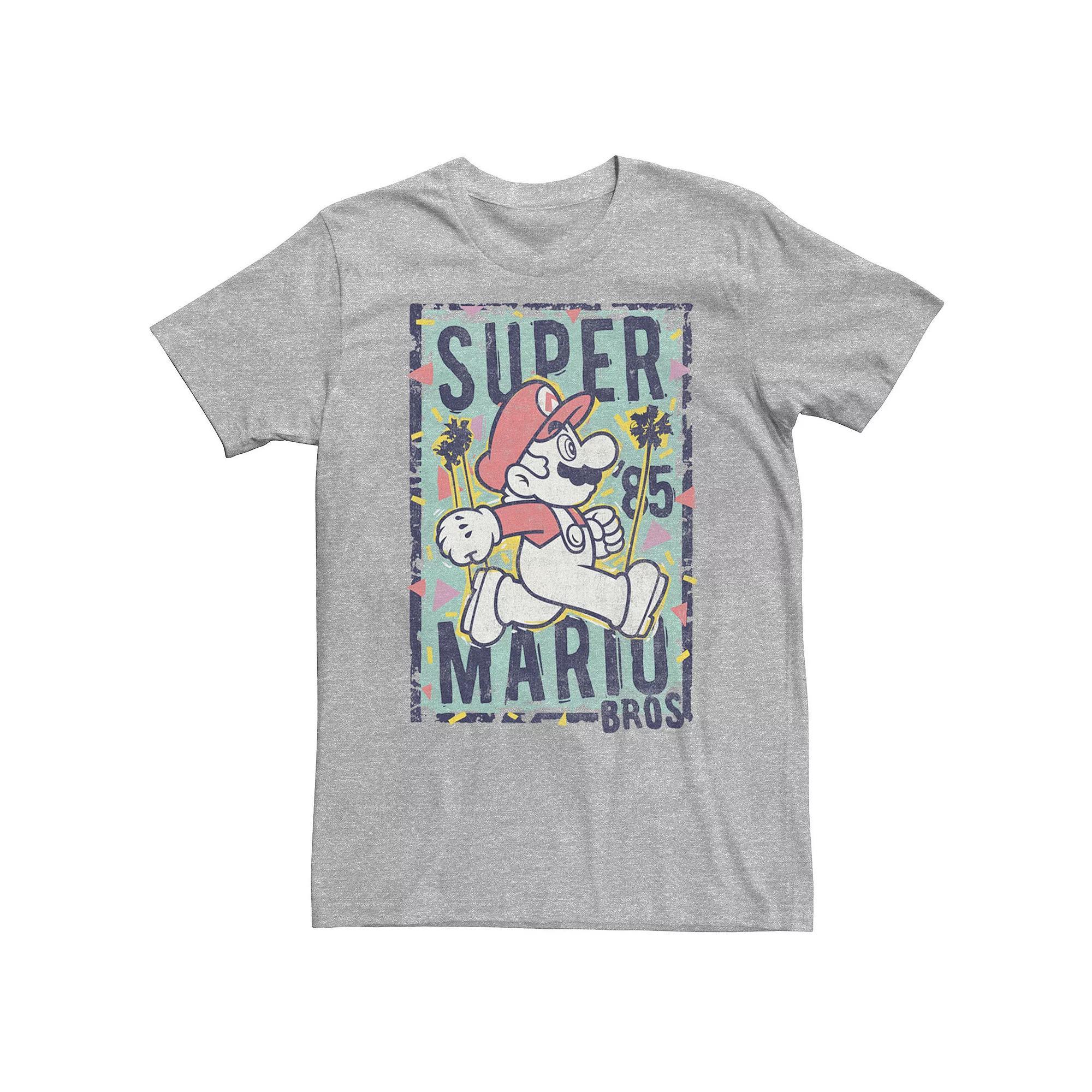 Big & Tall Nintendo Super Mario Princess Peach Merry Christmas Text Poster Tee, Men's, Size: Large Tall, Athletic Grey Product Image