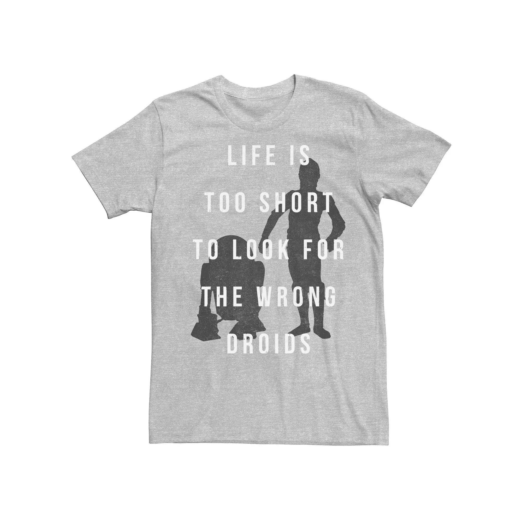 Men's Star Wars R2-D2 C-3PO Life's Too Short Graphic Tee, Size: Small, Athletic Grey Product Image