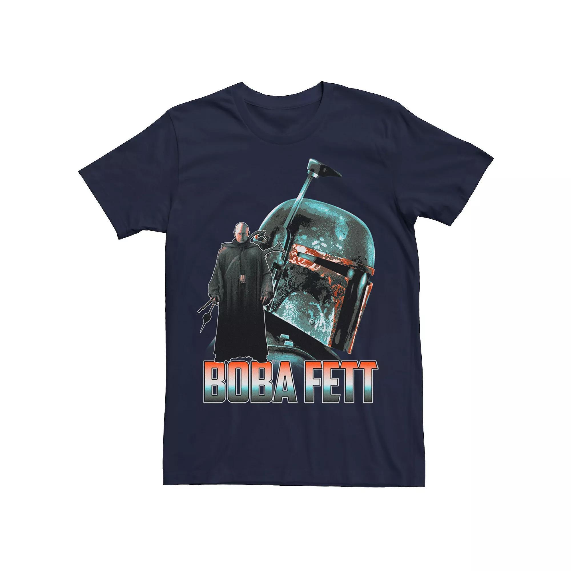 Men's Star Wars: The Mandalorian Boba Fett Collage R14 Tee, Size: XS, Blue Product Image