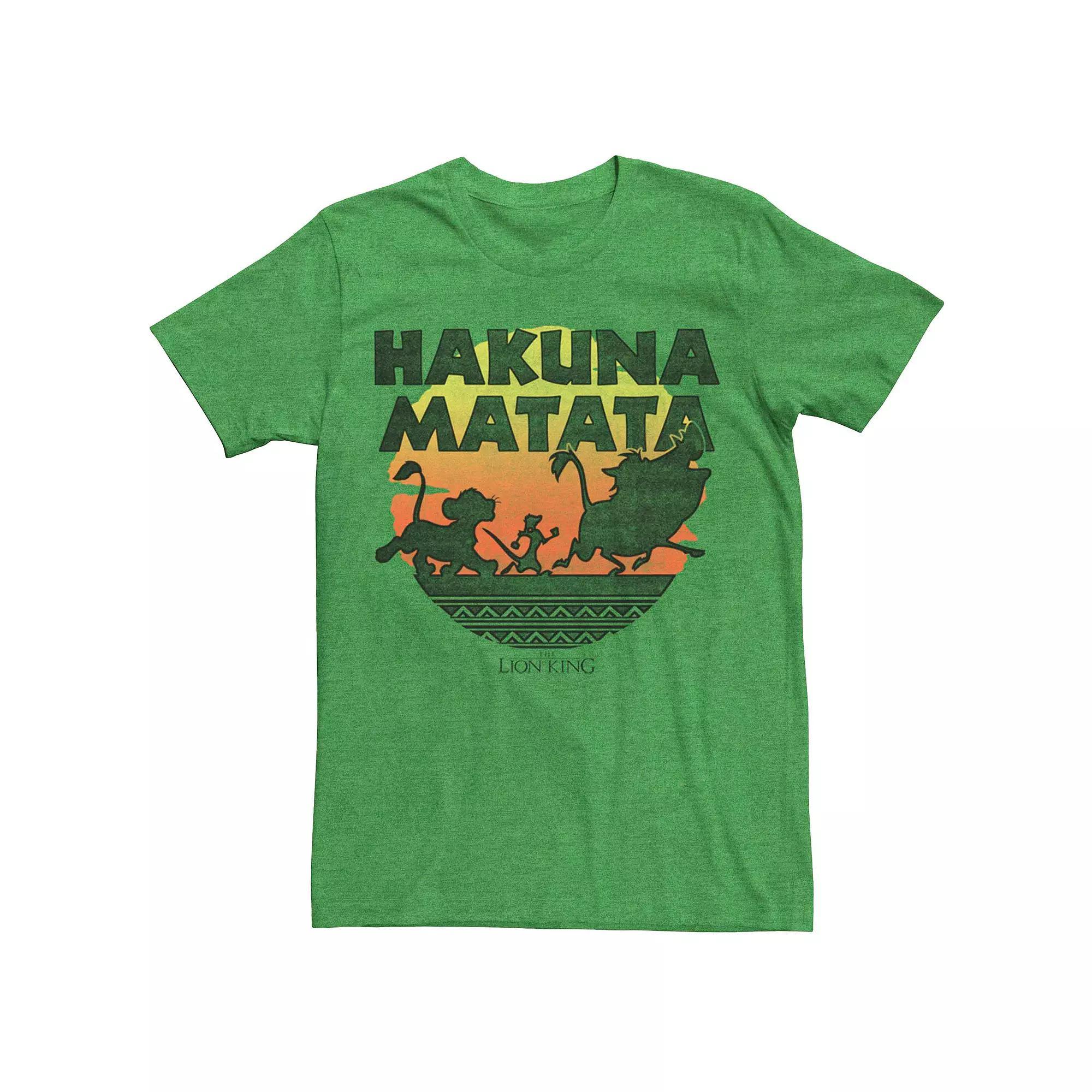 Men's Disney Lion King Simba, Timon, & Pumbaa Hakuna Matata Silhouette Retro Group Shot Tee, Size: XXL, Kelly Grey Product Image