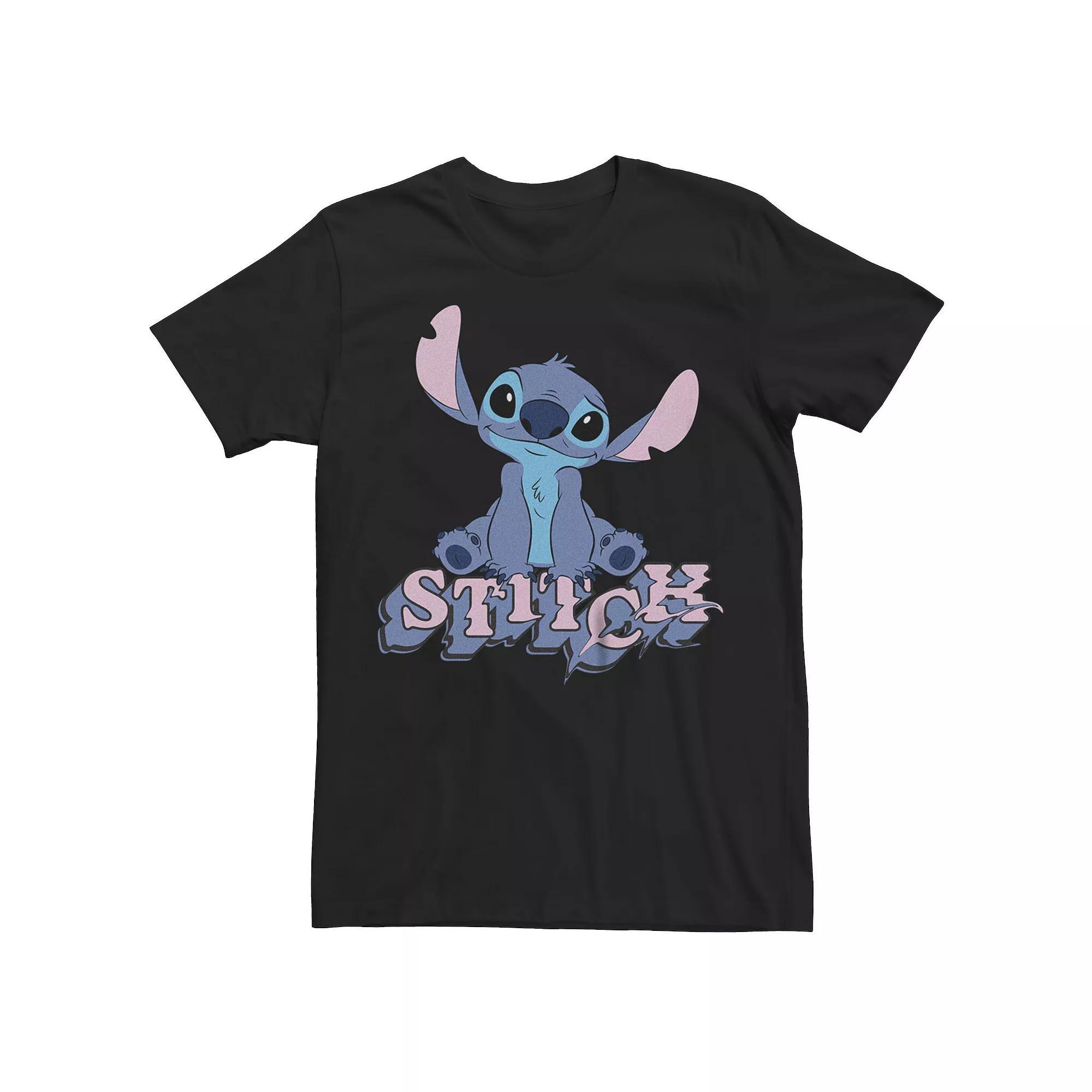 Disneys Lilo & Stitch Glitchy Name Stitch Juniors Boyfriend Graphic Tee, Womens Product Image