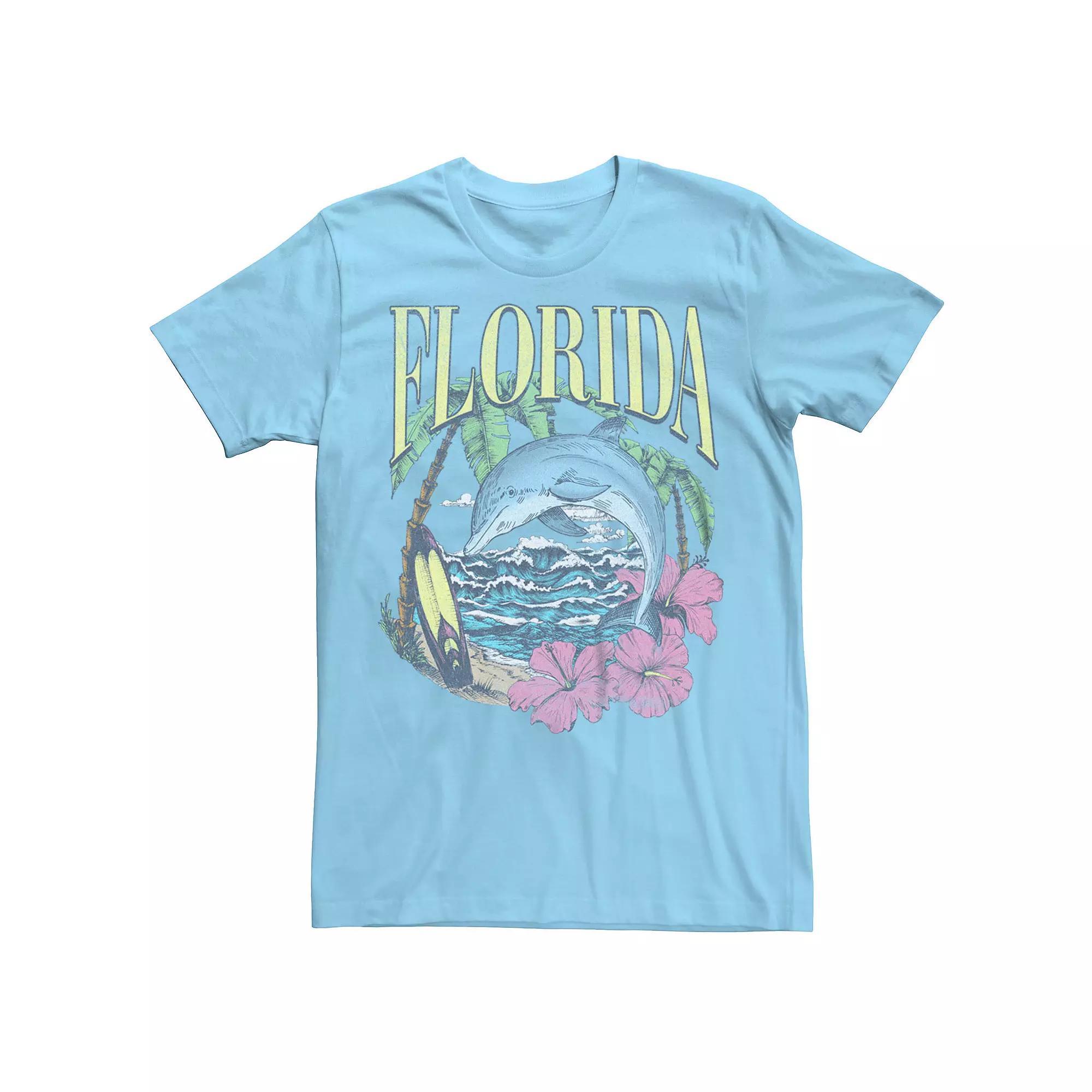 Men's Florida Dolphin In Beach Tee, Size: XXL, Light Blue Product Image
