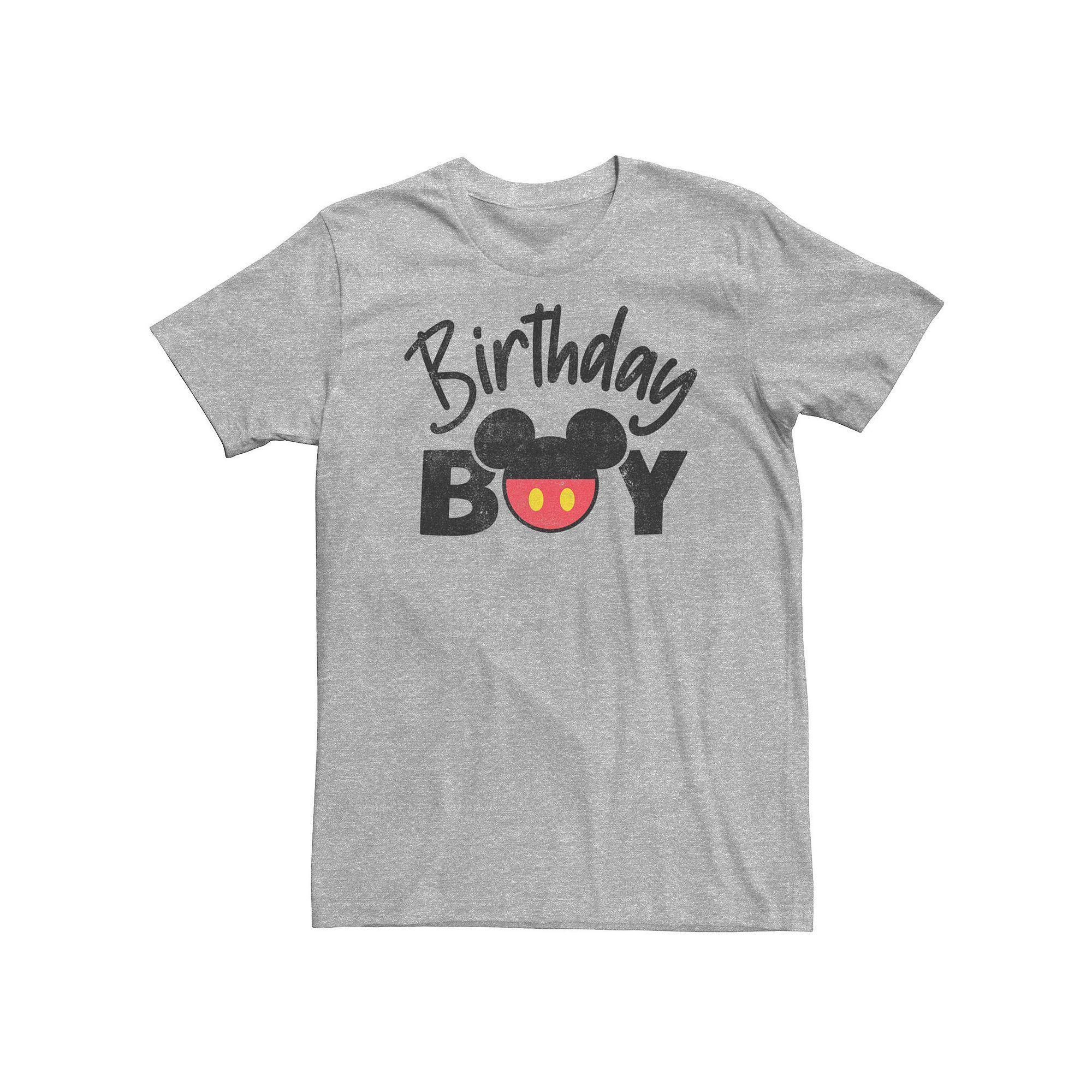 Big & Tall Disney Mickey & Friends Birthday Boy Mickey Logo Tee, Men's, Size: 4XL Tall, Athletic Grey Product Image