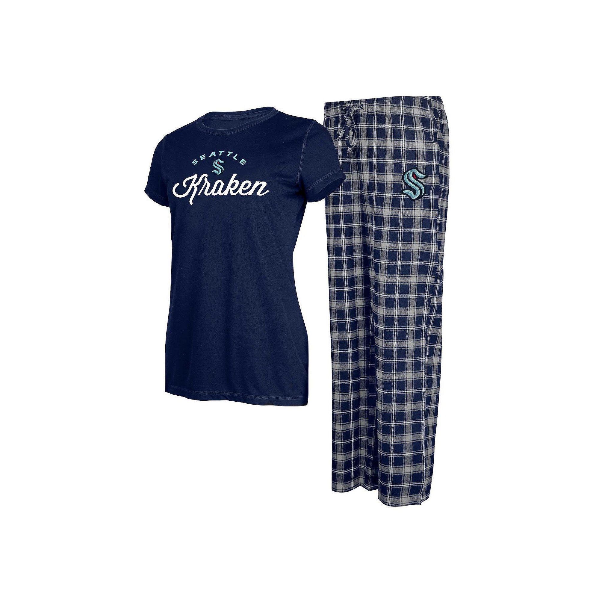 Women's Concepts Sport Navy/Gray Seattle Kraken Arctic T-Shirt & Pajama Pants Sleep Set, Size: Medium, Krk Blue Product Image