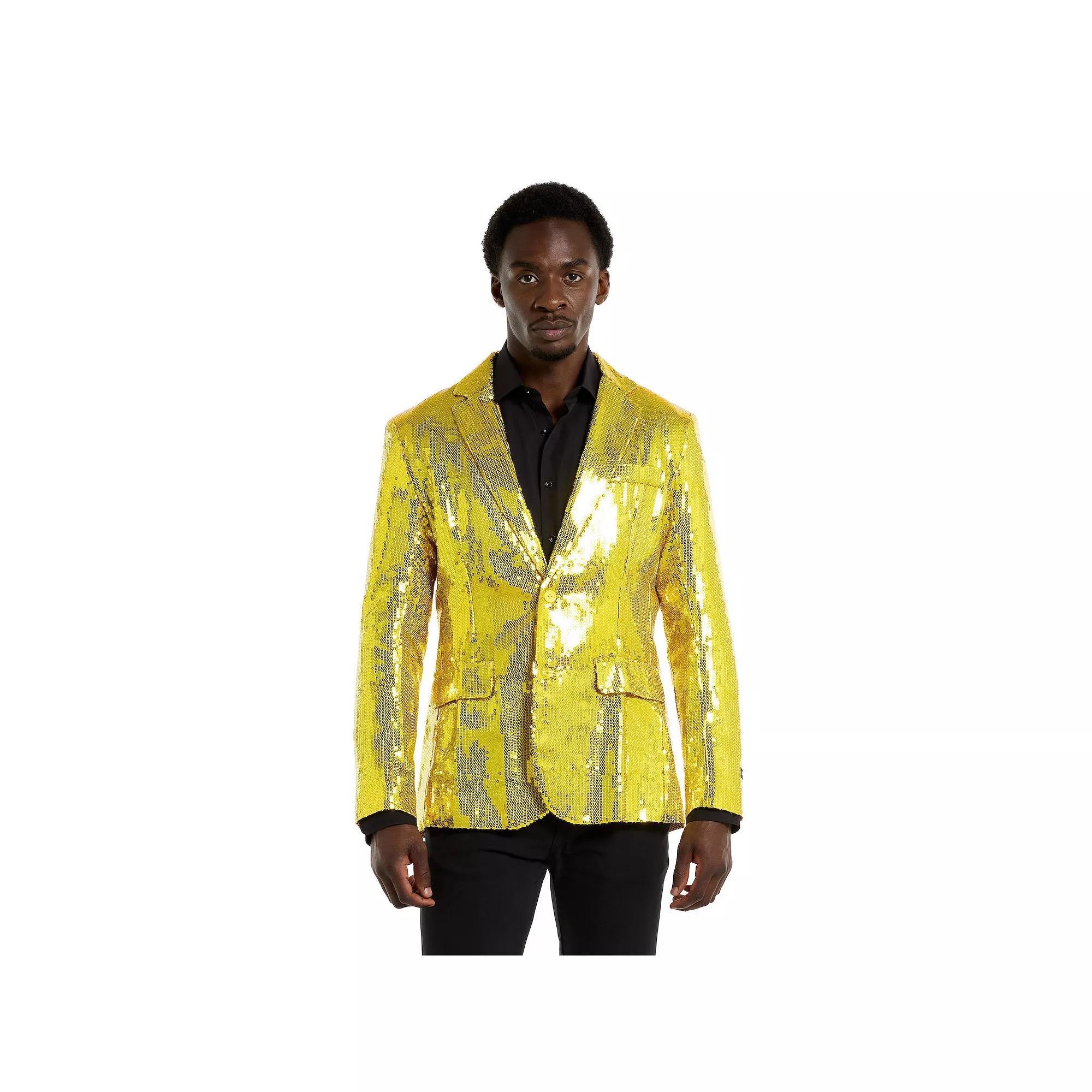 Men's Suitmeister Christmas New Years Eve Party Blazer, Size: Medium, Sequins Yellow Product Image