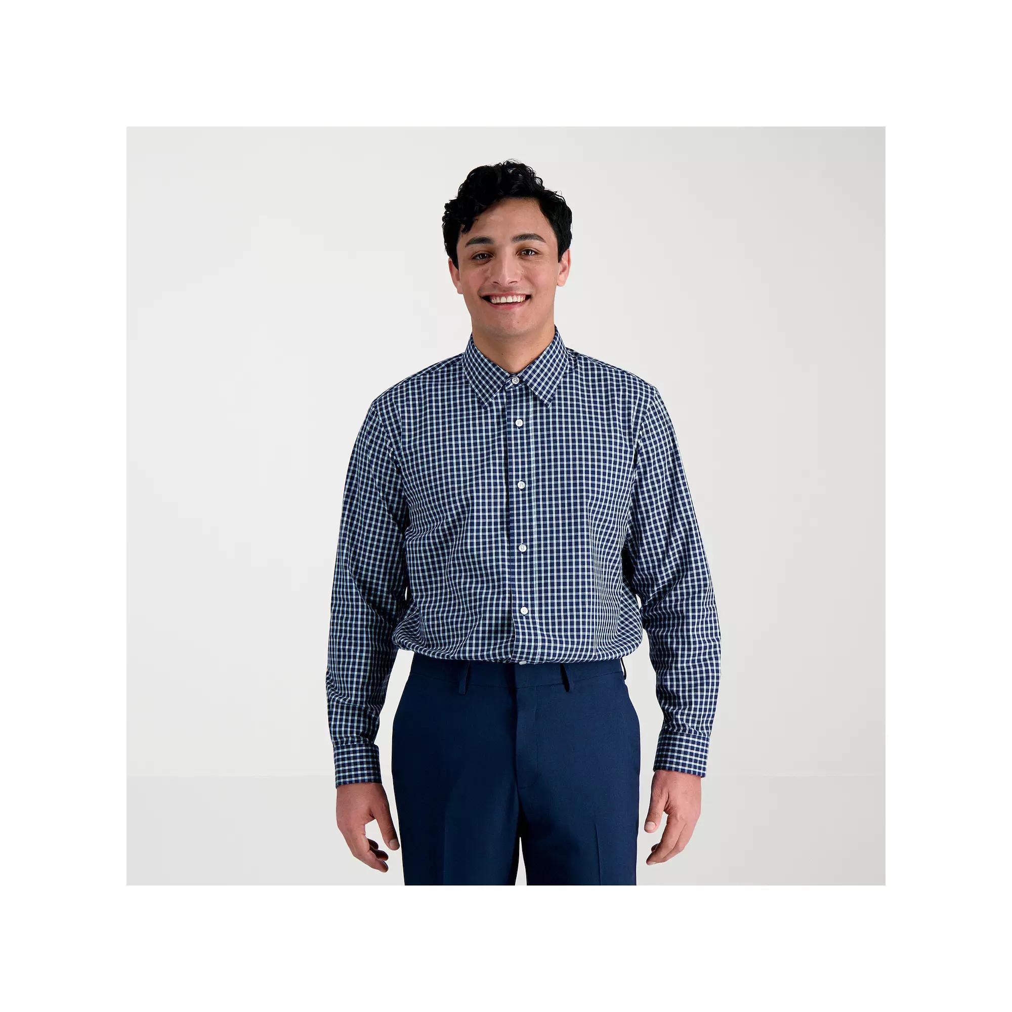 Men's Haggar® Premium Comfort Classic Fit Wrinkle Resistant Dress Shirt, Size: 15.5-32/33, Blue Check Product Image