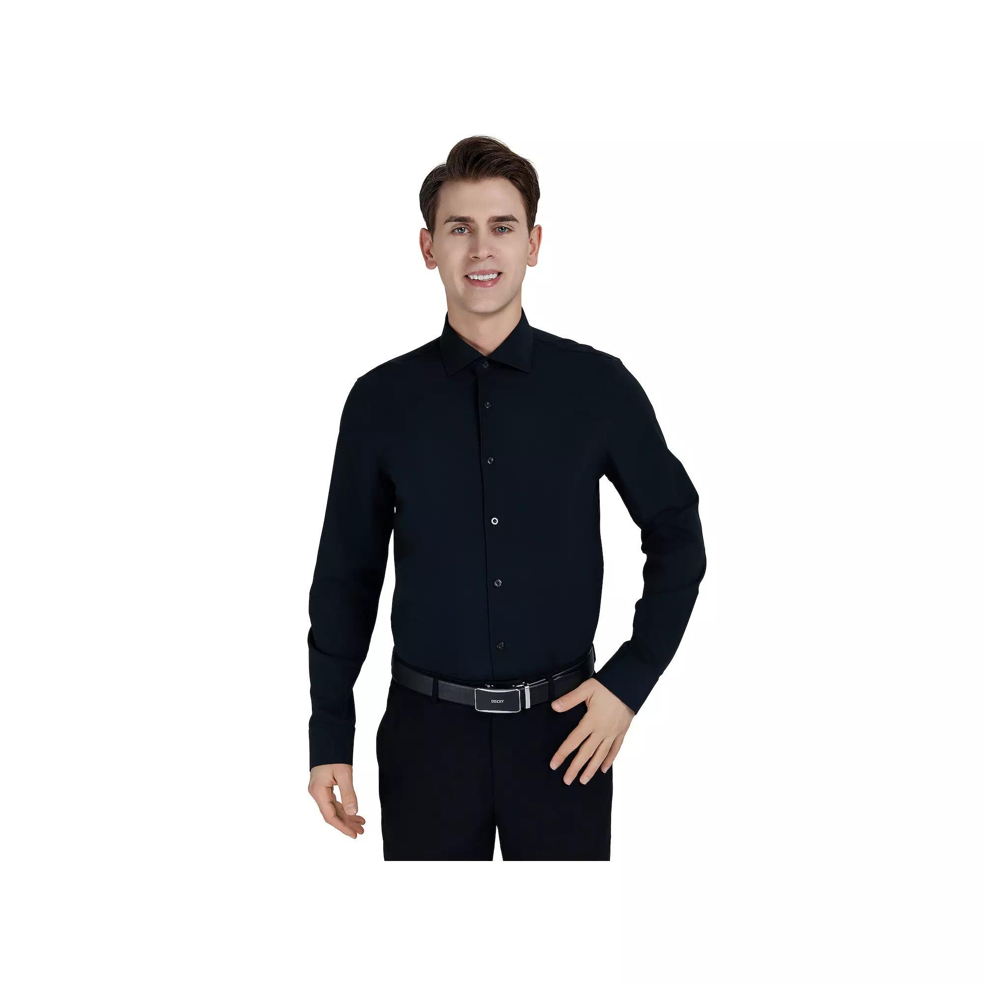 Men's Bespoke Slim-Fit Wrinkle Free Performance Dress Shirt, Size: Medium-32/33, Black Product Image