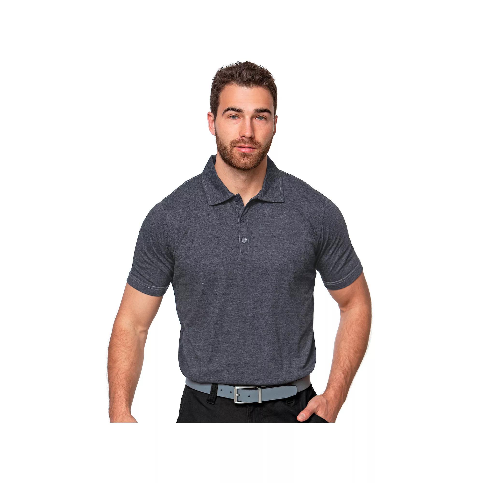 Men's Antigua Peak Polo, Size: Large, Grey Black Product Image