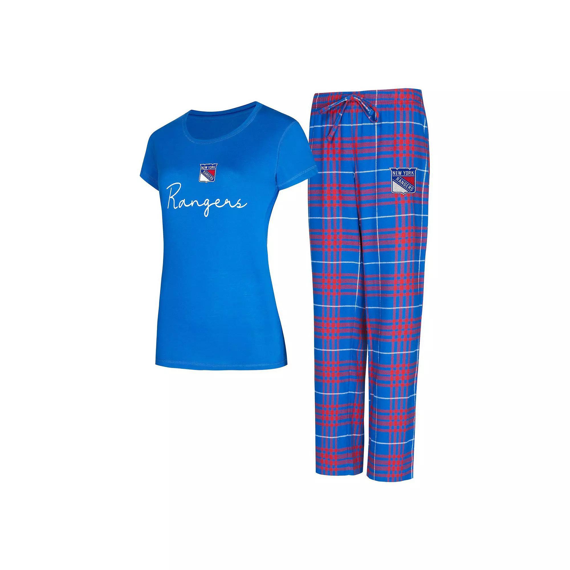Women's Concepts Sport New York Rangers Vector T-Shirt & Pants Sleep Set, Size: XL, Ran Blue Product Image