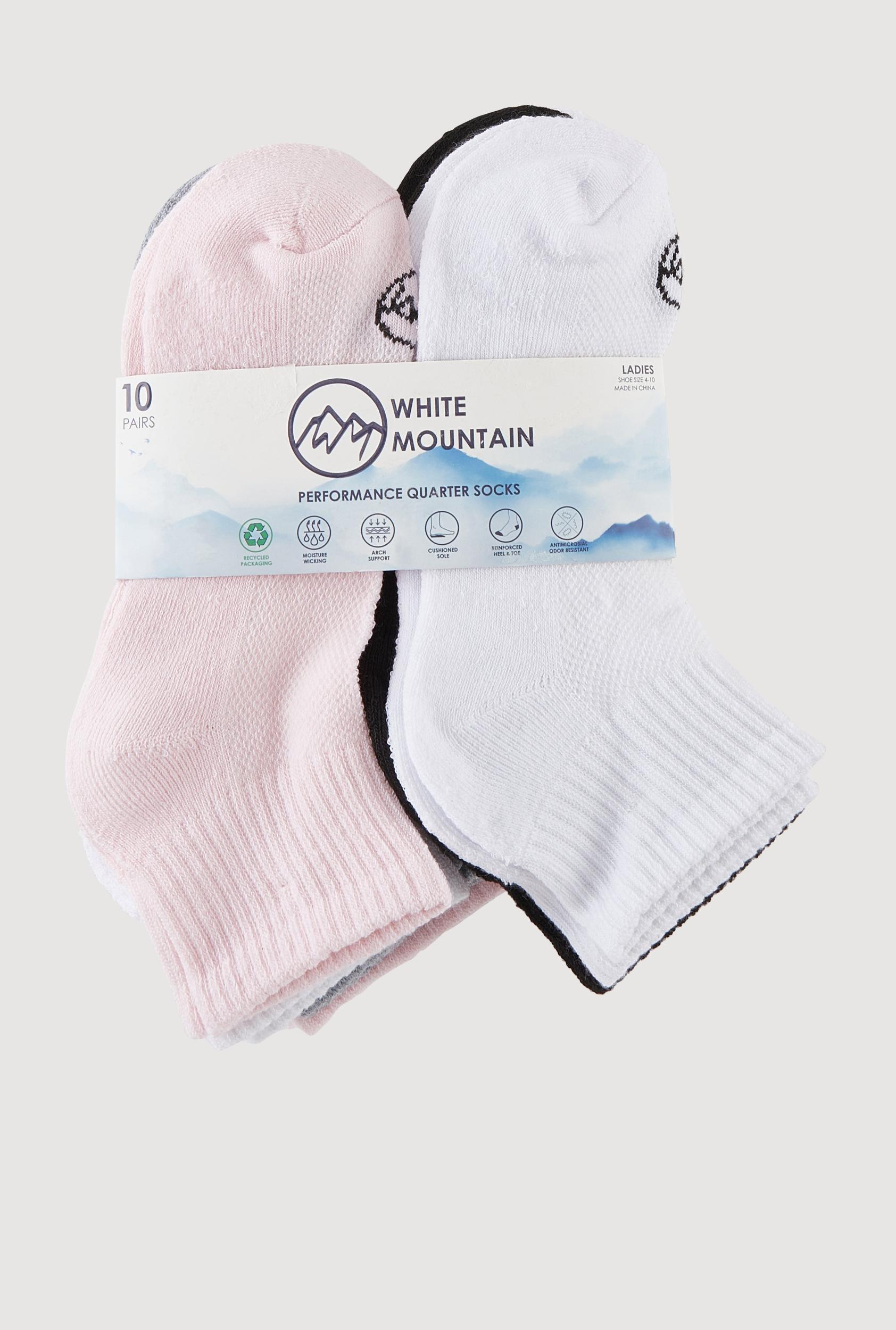 Assorted Performance Quarter Socks 10 Pack Size 4-10 Female Product Image
