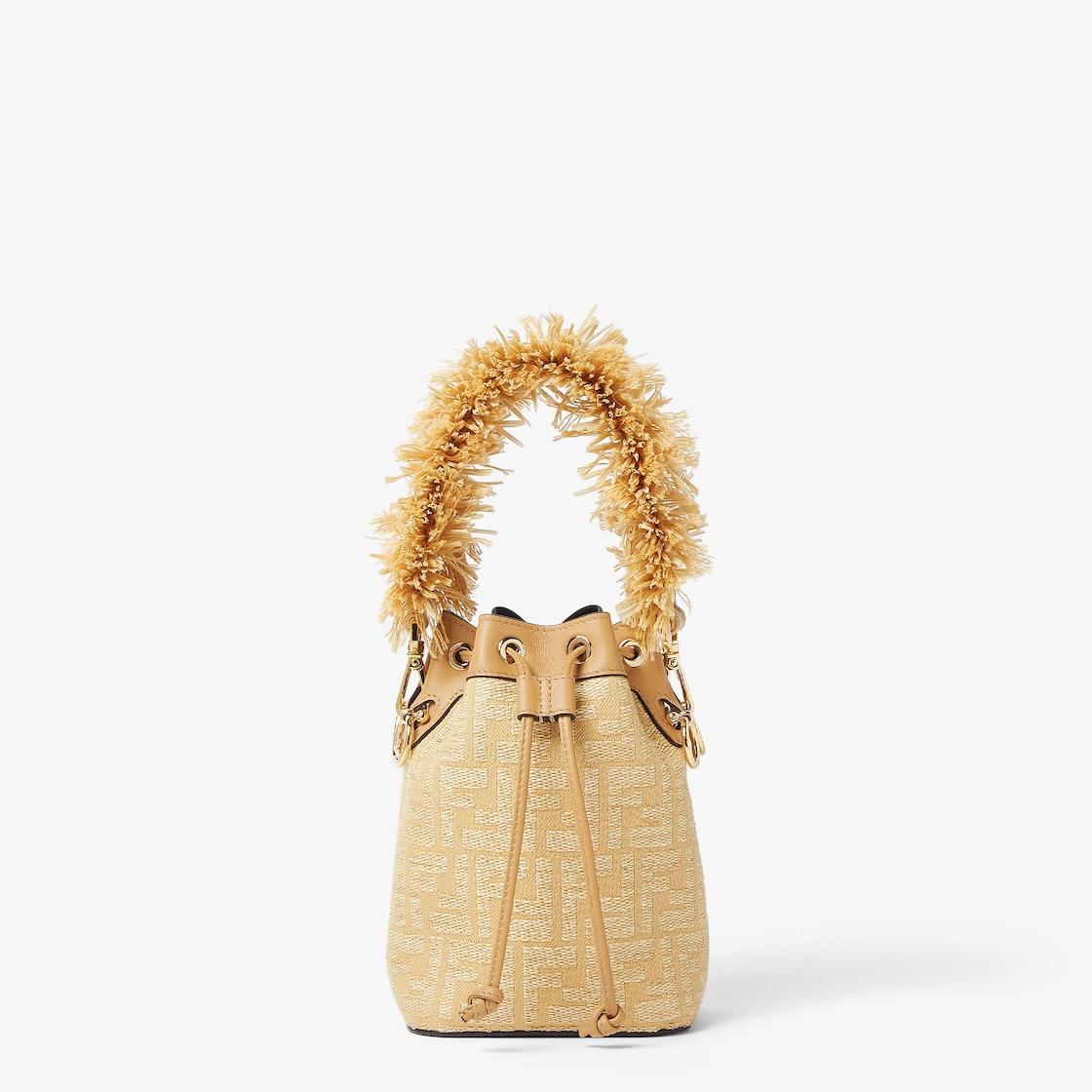 Mon TresorJacquard fabric mini-bag with raffia FF Product Image