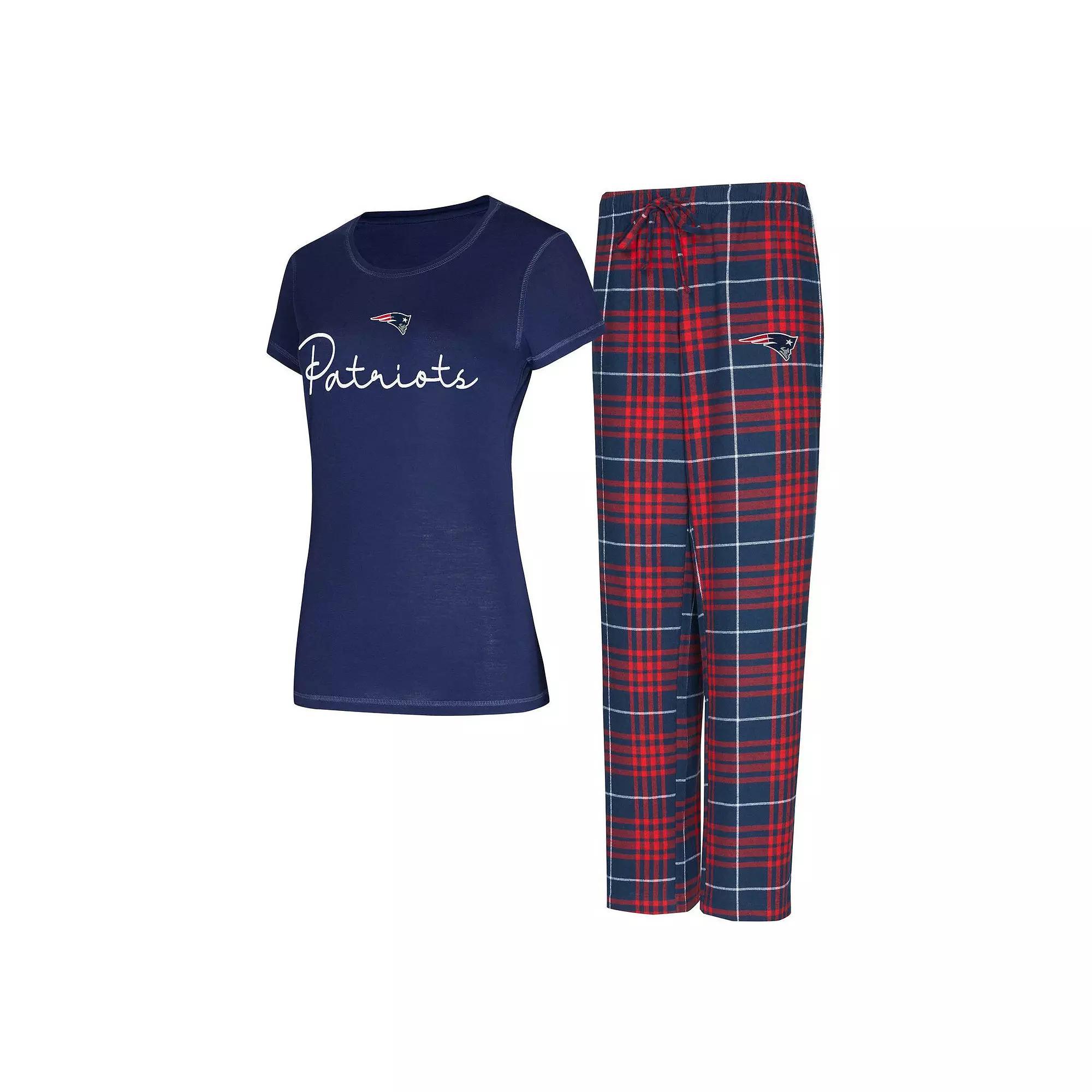 Women's Concepts Sport New England Patriots Vector T-Shirt & Flannel Pants Sleep Set, Size: XL, Blue Product Image