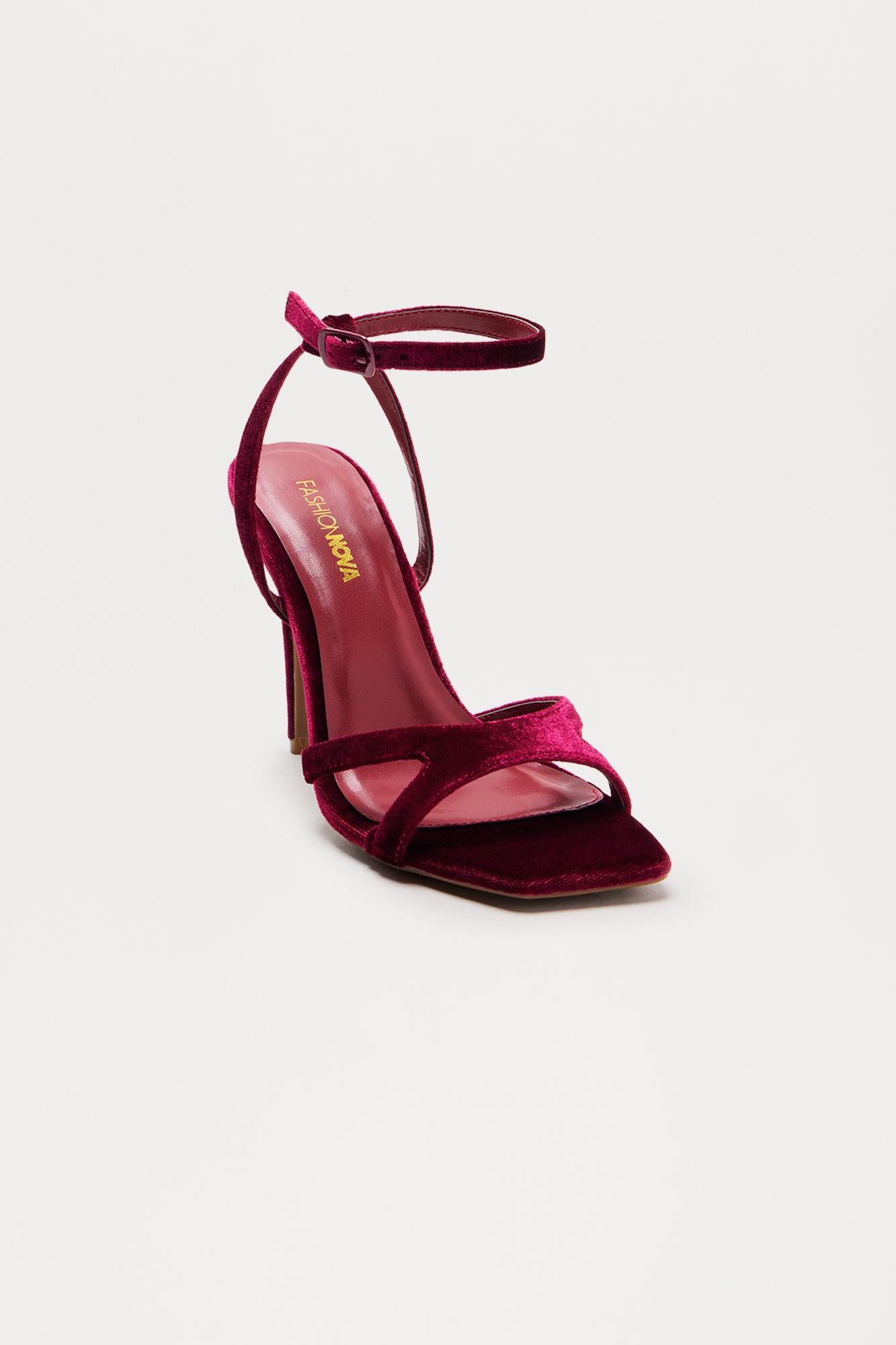 Adelaide Velvet Heels - Burgundy Product Image