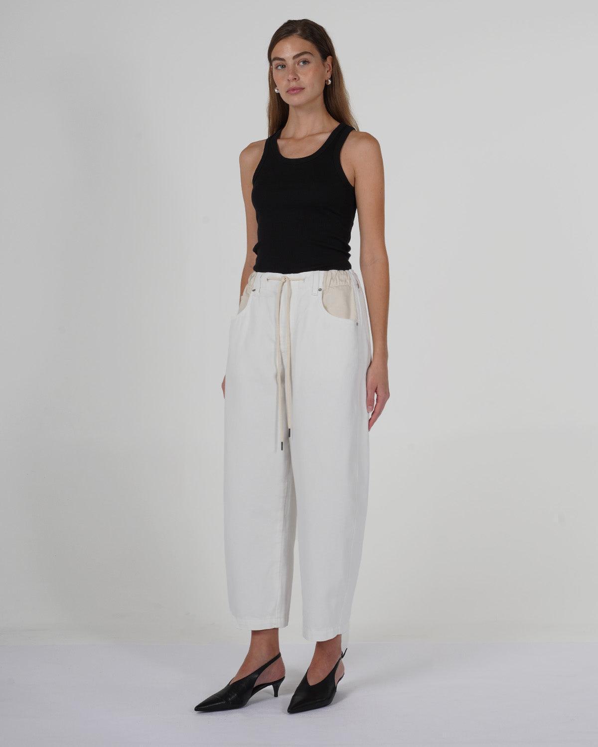 Jackson Barrel Pant - White Light Product Image