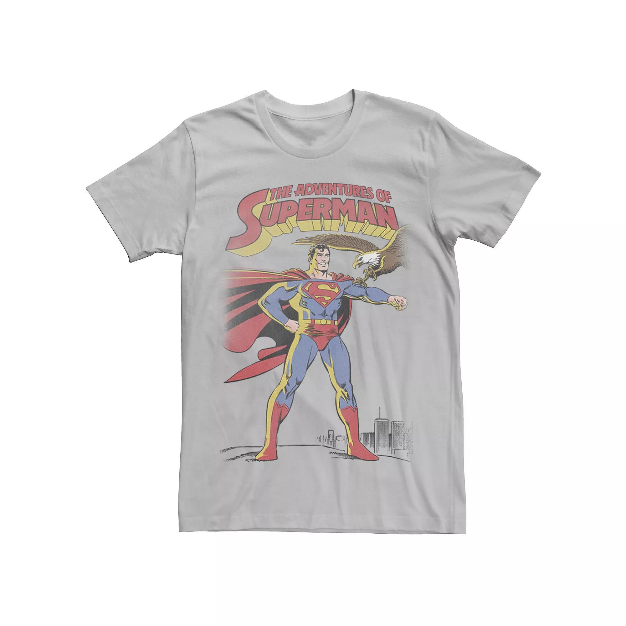 Men's DC Comics Superman Adventures Text Poster Tee, Size: XL, Silver Product Image
