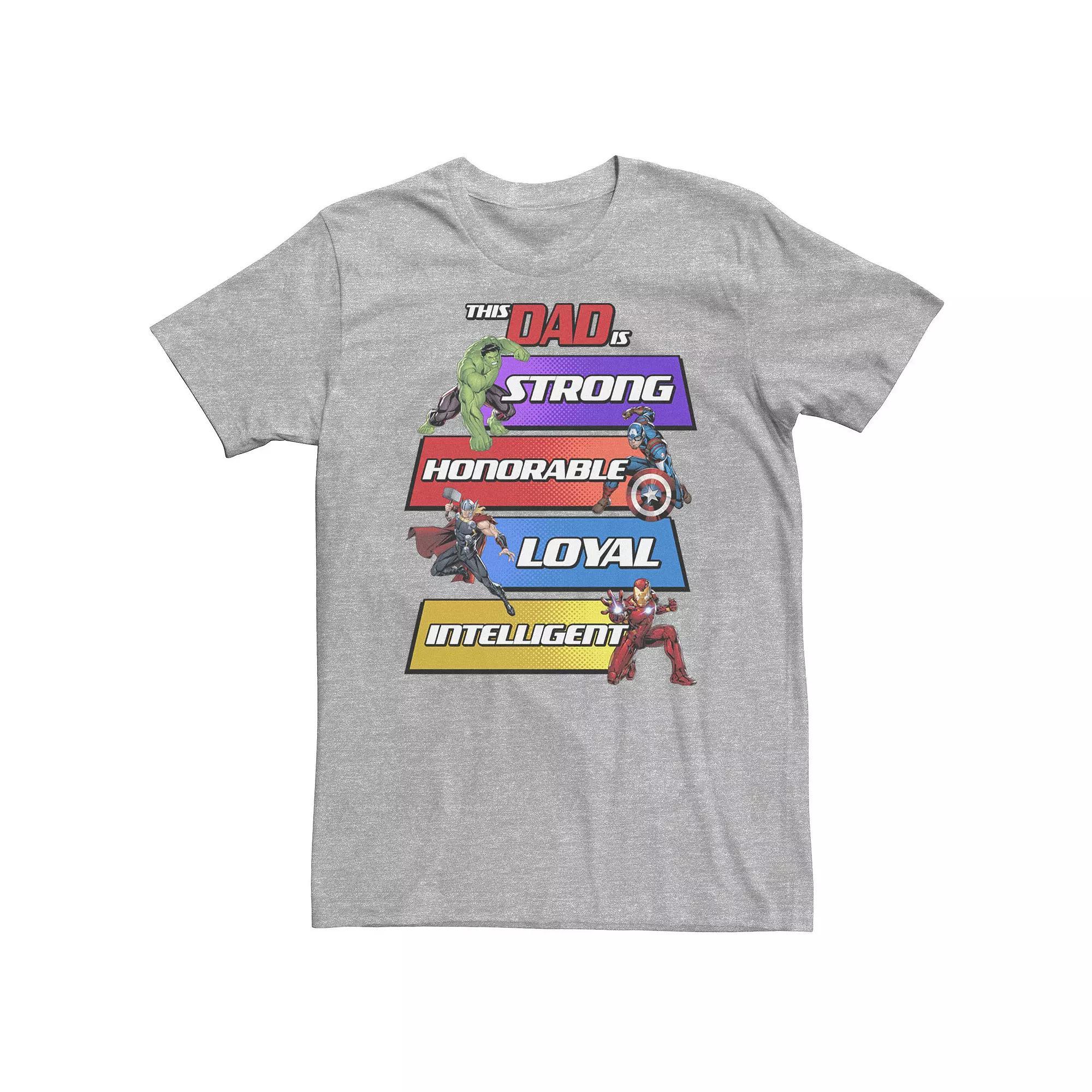 Big & Tall Marvel Hulk Captain America Thor Iron Man This Dad Is Panels Tee, Men's, Size: 4XL Tall, Athletic Grey Product Image