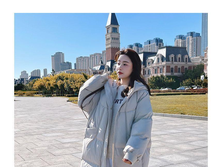 Plain Hooded Padded Midi Zip Coat Product Image