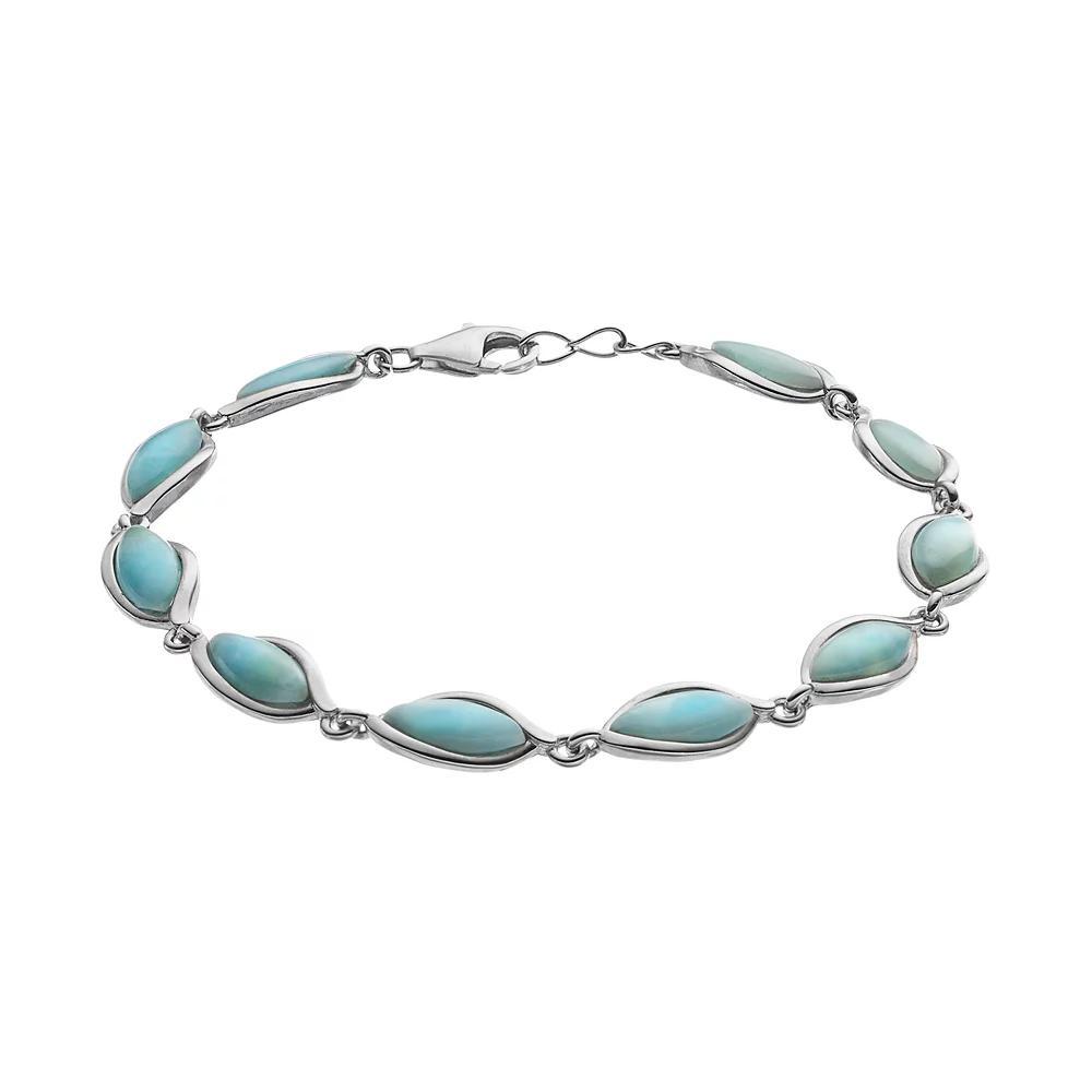 Sterling Silver Larimar Marquise Bracelet, Women's, Size: 7.5", Blue Product Image