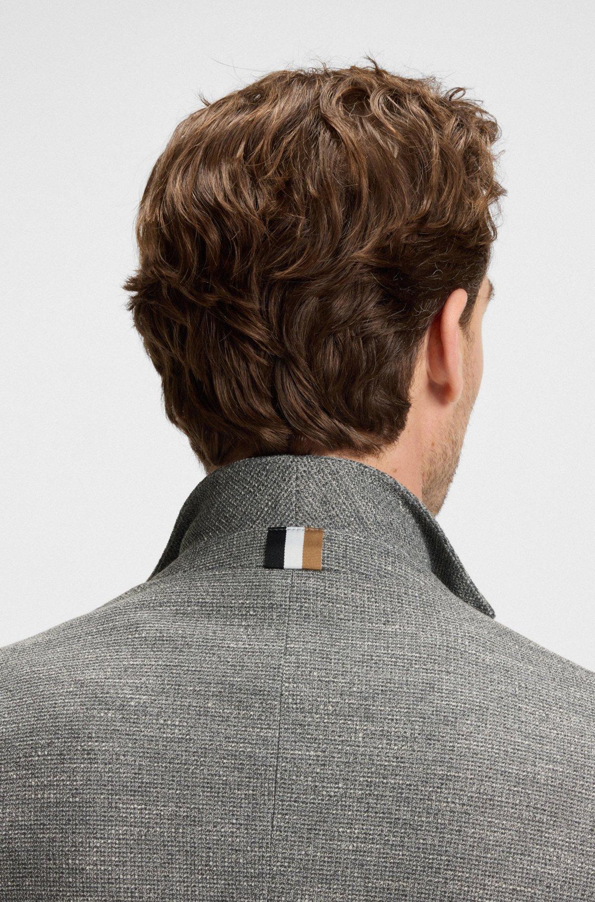 BOSS - Slim-fit suit jacket in micro-patterned stretch fabric - Grey Product Image