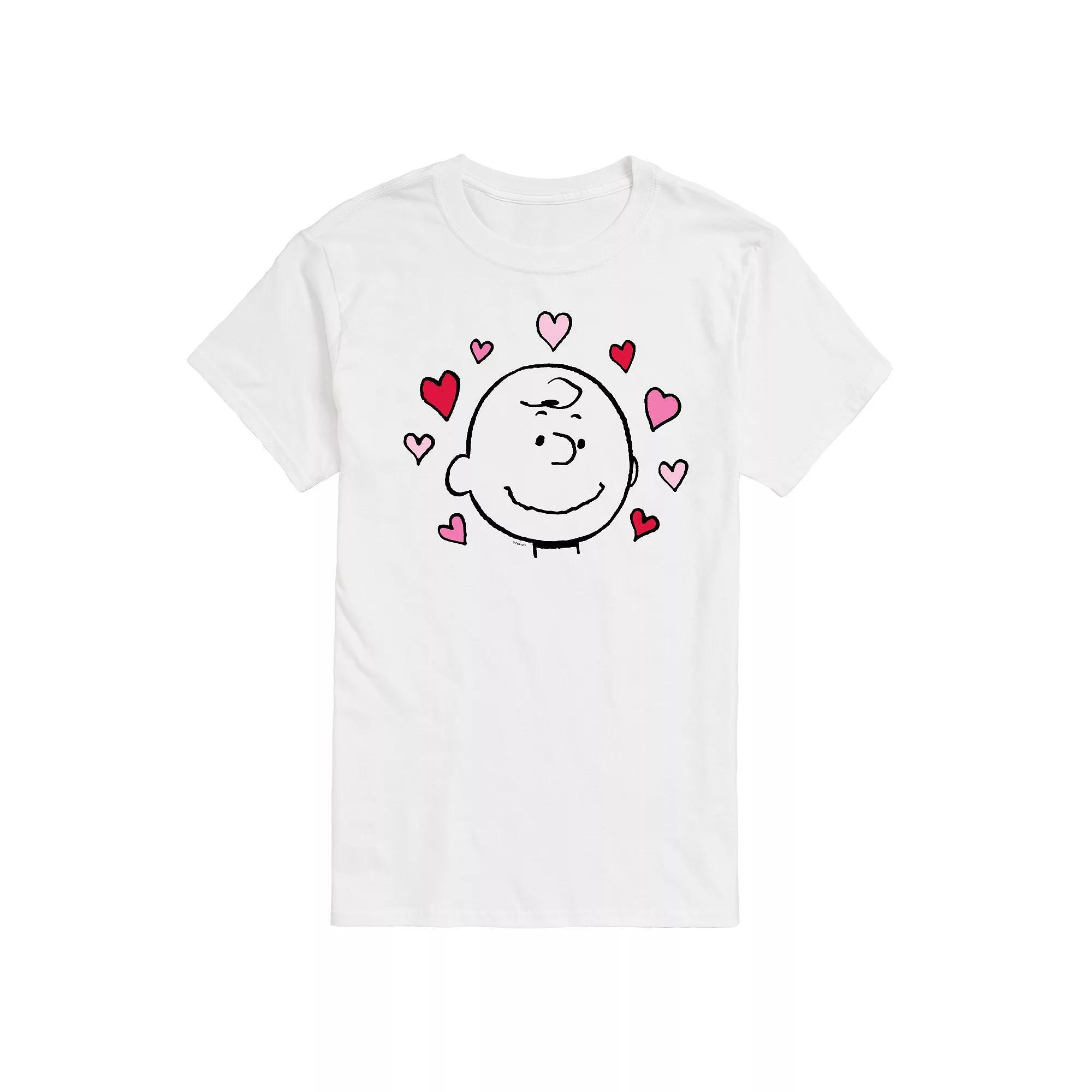 Big & Tall Peanuts Charlie Brown Face With Hearts, Mens Product Image