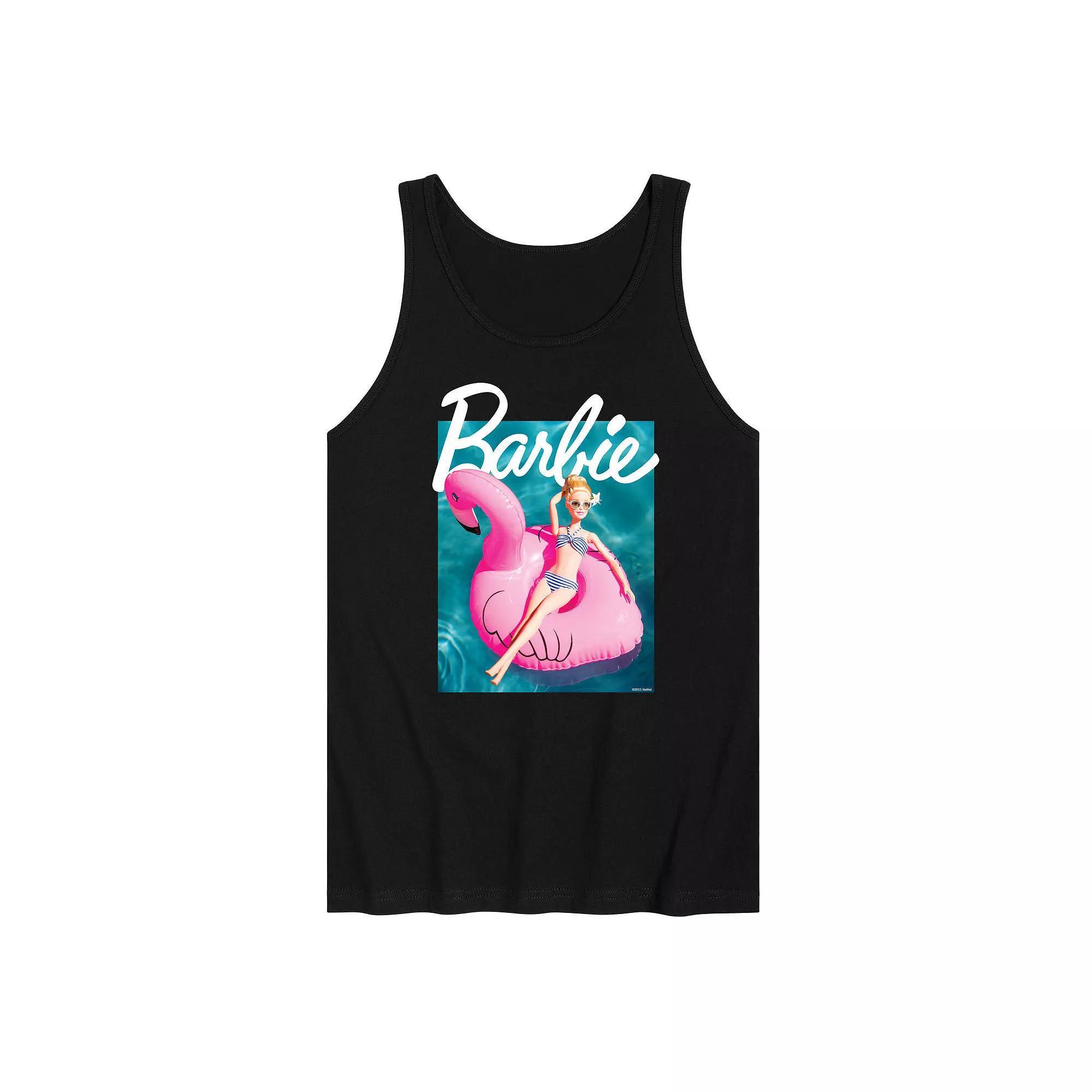 Mens Barbie Pool Flamingo Graphic Tank Top Grey Gray Product Image