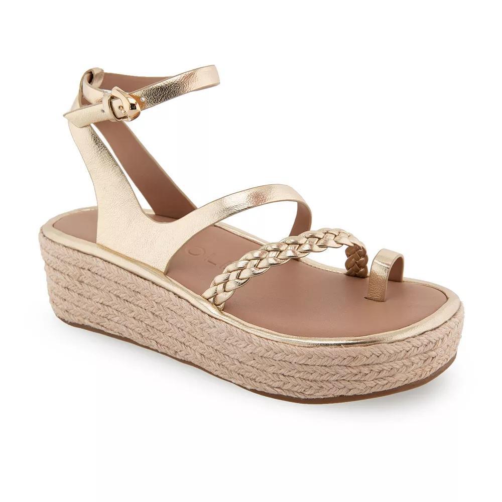 Aerosoles Dolly Women's Flatform Wedge Sandals, Size: 8.5, Soft Gold Patent Pu Product Image