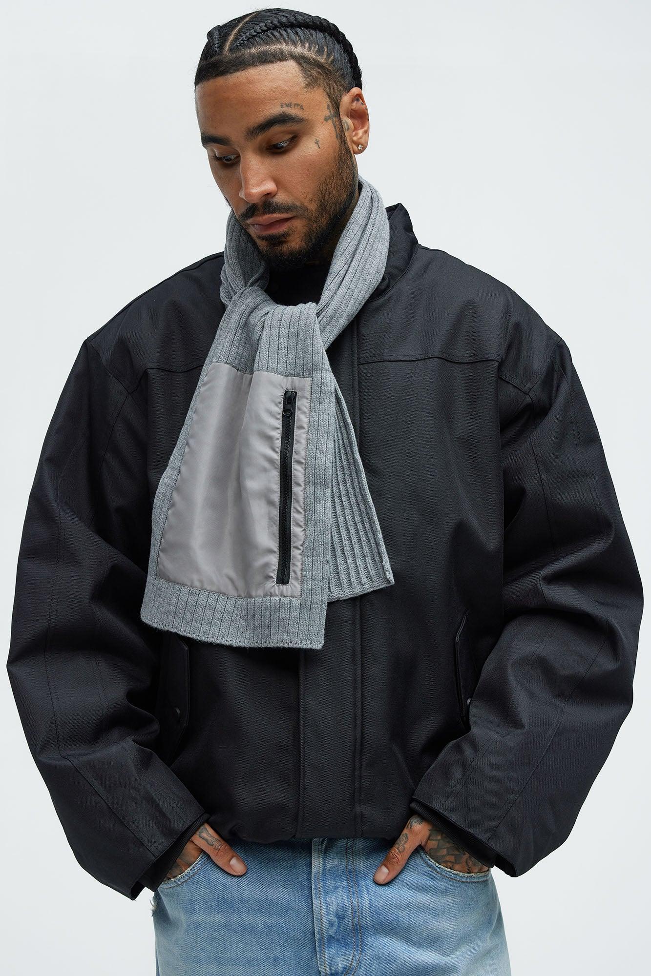 Cold Ribbed Knit Scarf - Heather Grey Product Image