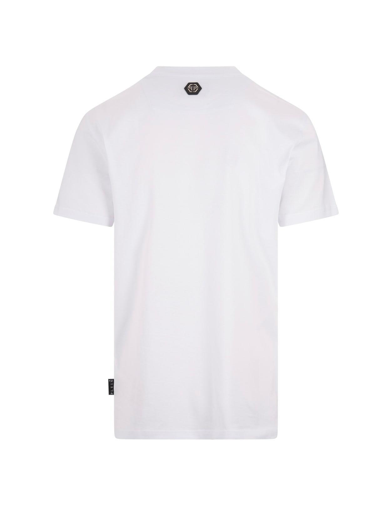 PHILIPP PLEIN Skull Round Neck Ss T-shirt In White In Bianco Product Image
