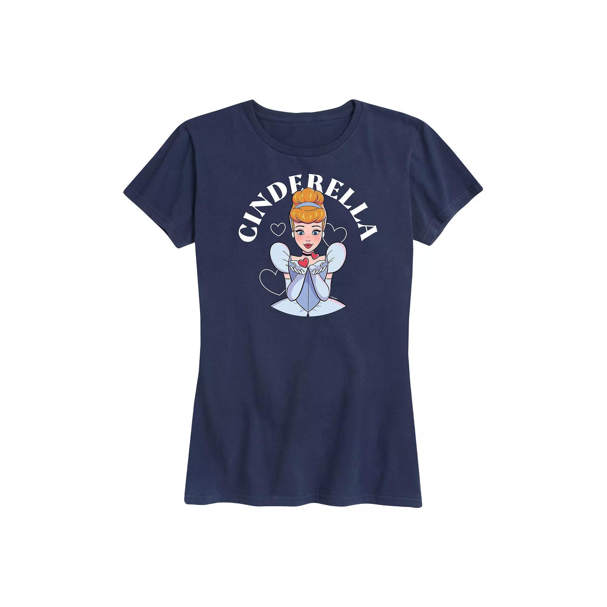 Disney Princess Cinderella Womens Kiss Graphic Tee, Girls Grey Gray Product Image