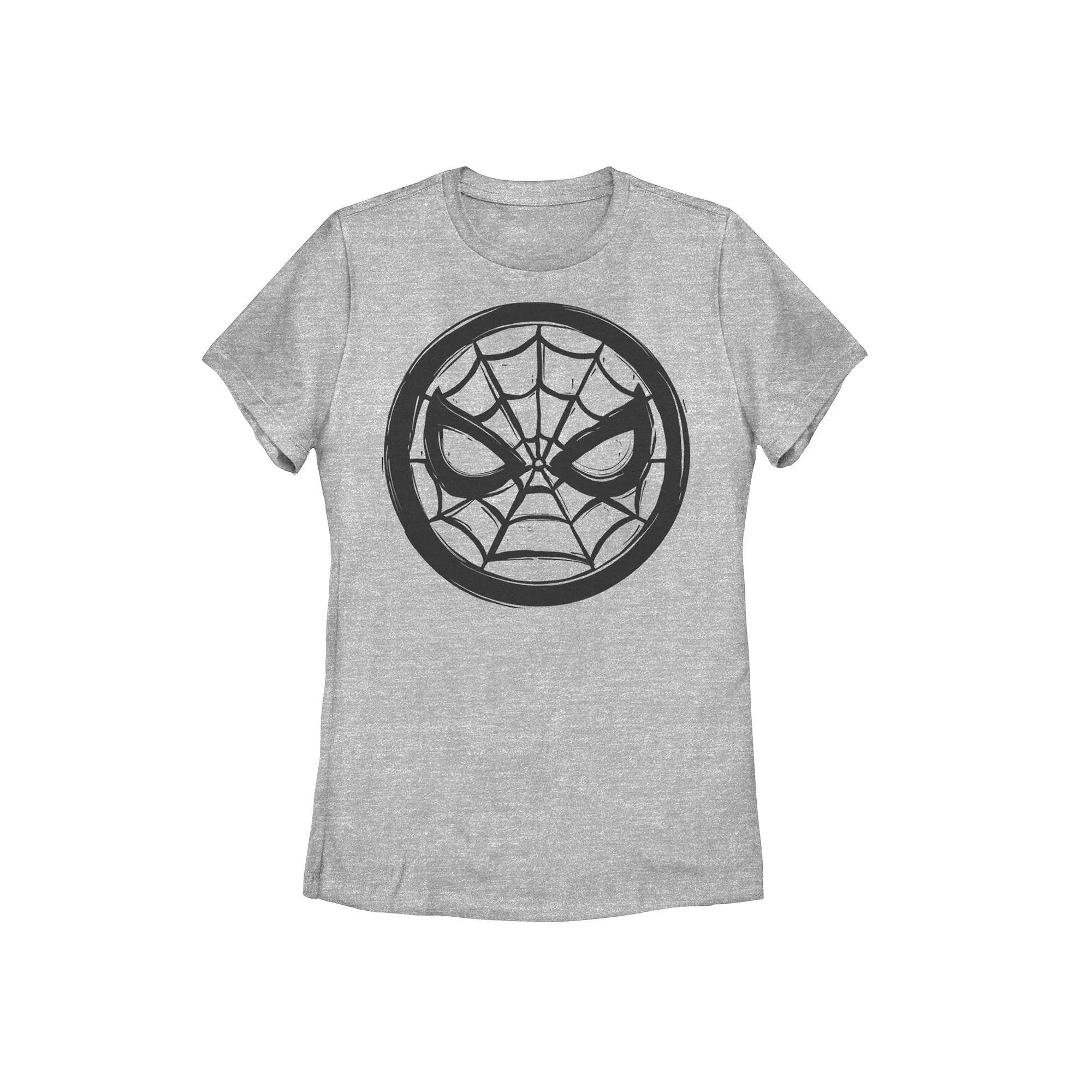 Juniors' Marvel Spider-Man Woodcut Logo Tee, Girl's, Size: Medium, Athletic Grey Product Image
