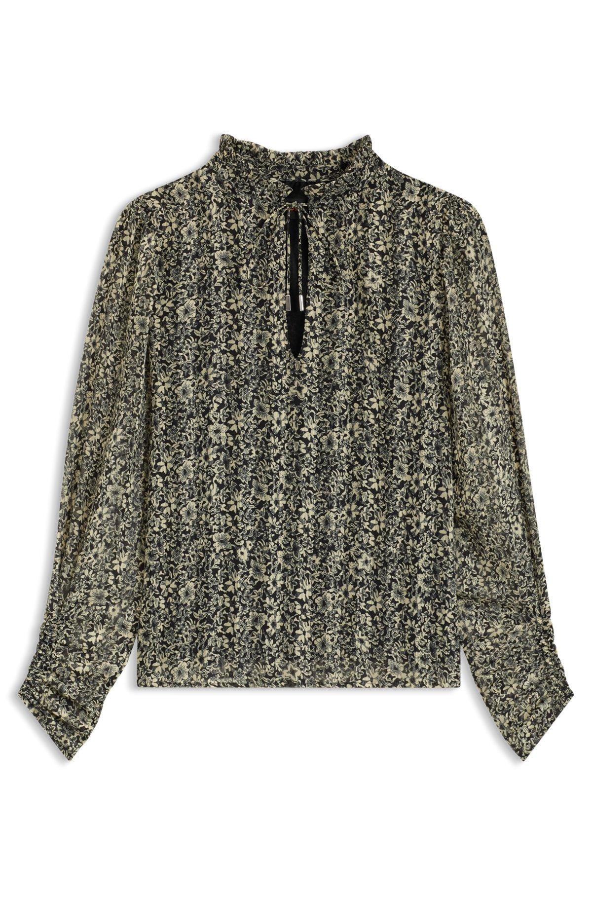 BOSS - Relaxed-fit blouse in printed seersucker - Patterned Product Image
