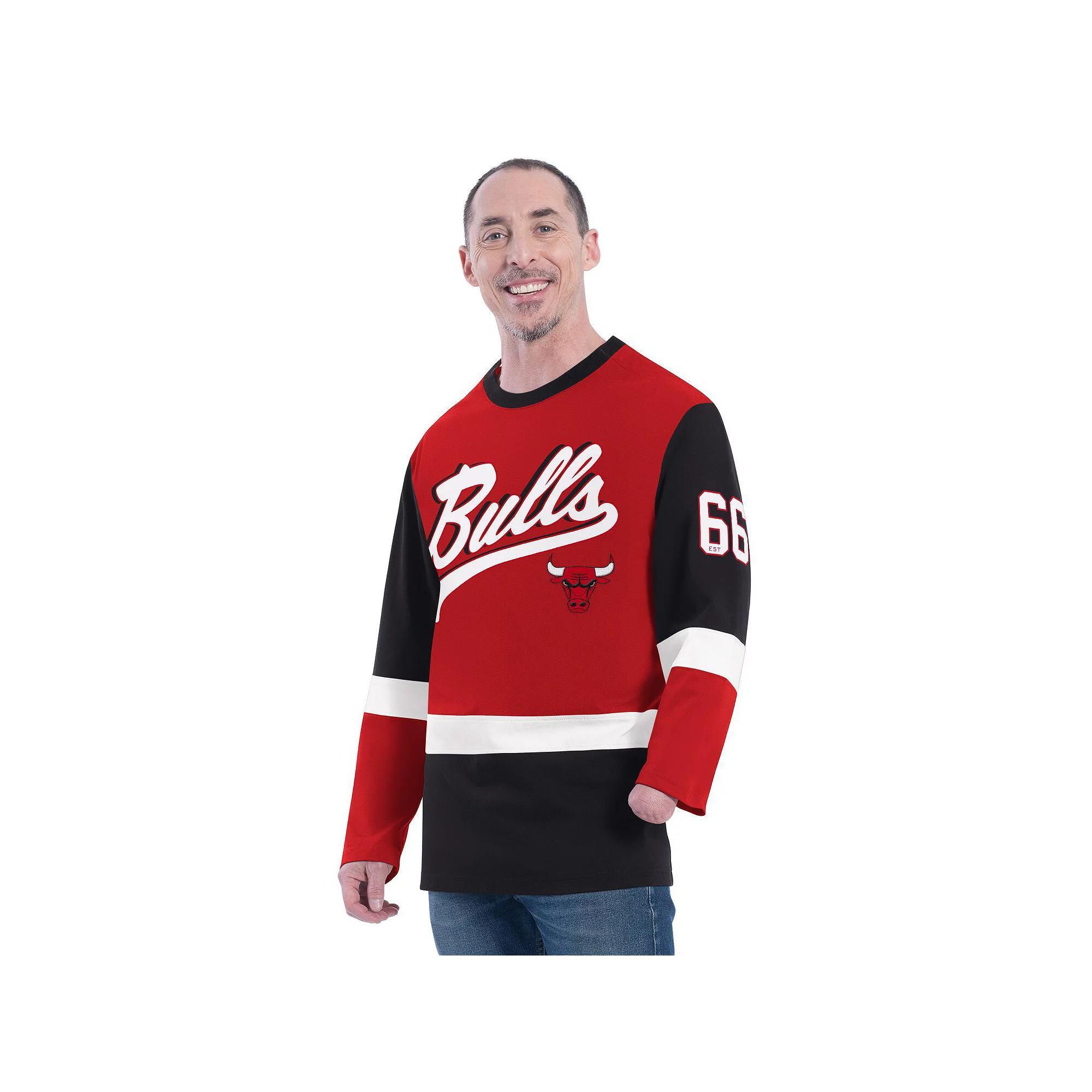 Men's G-III Sports by Carl Banks Red Chicago Bulls Adaptive Rugby Long Sleeve Top, Size: Small Product Image