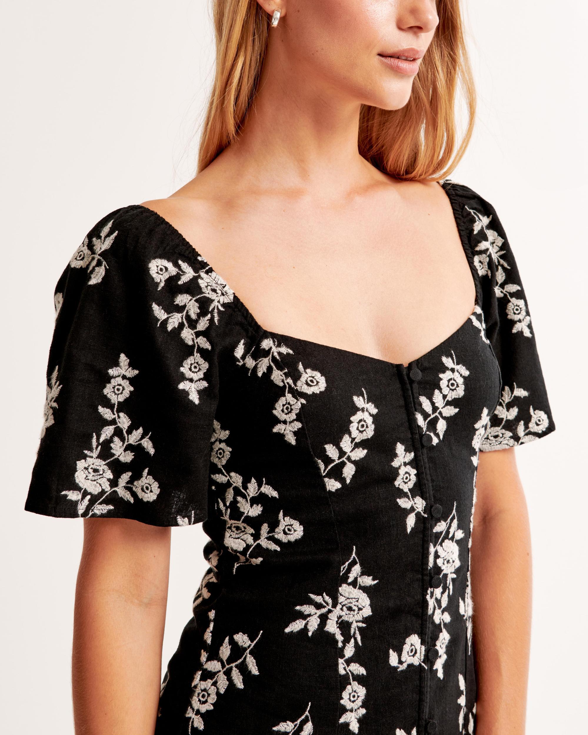 Linen-Blend Button-Through Mini Dress Product Image