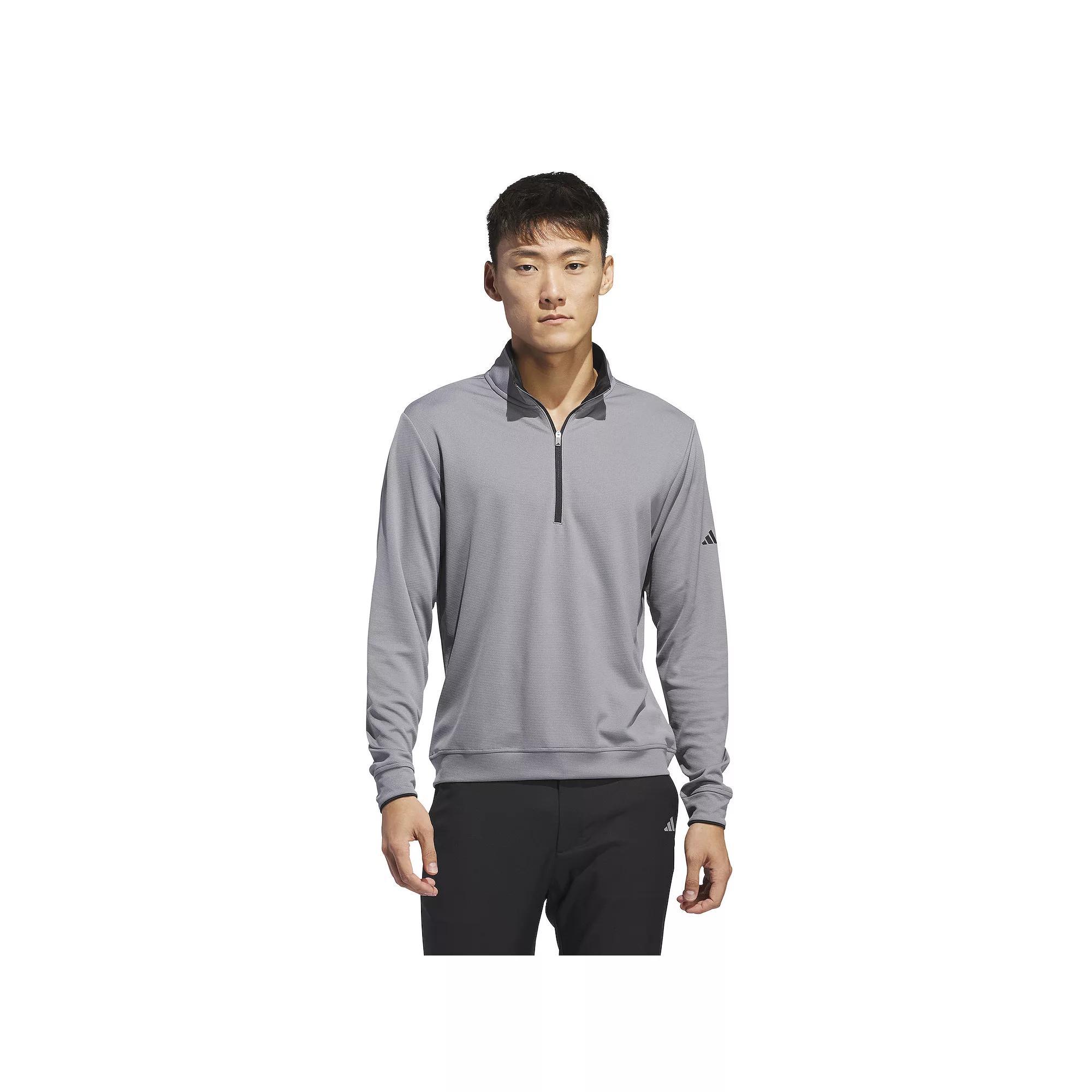 Men's adidas Lightweight Half-Zip Golf Top, Size: Medium, Gray Three Product Image