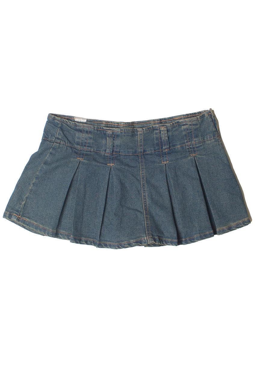 Low Rise Denim Pleated Mini Skort Product Image