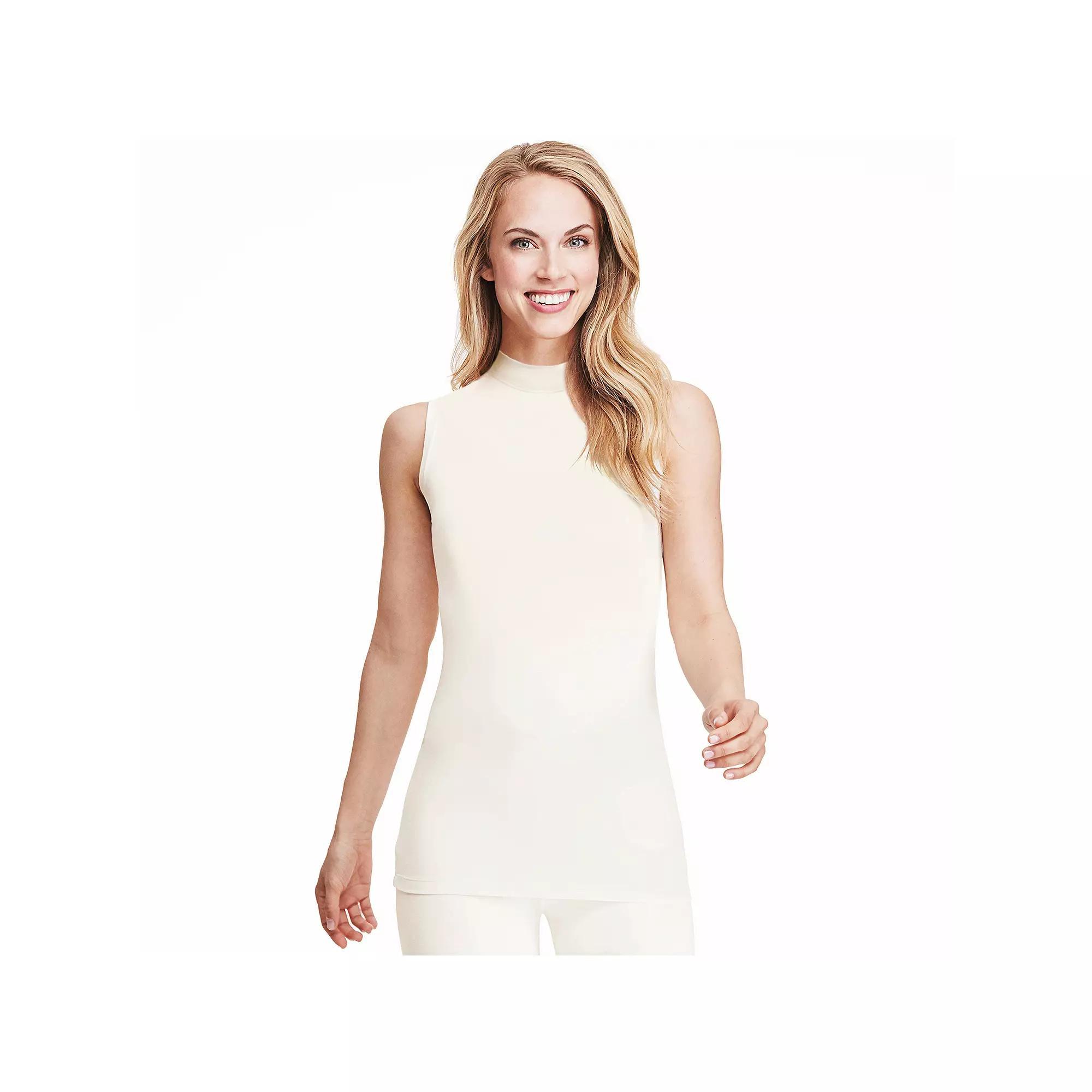 Women's Cuddl Duds® Softwear with Stretch Sleeveless Mock Neck Tank Top, Size: Large, Grey Heather Product Image